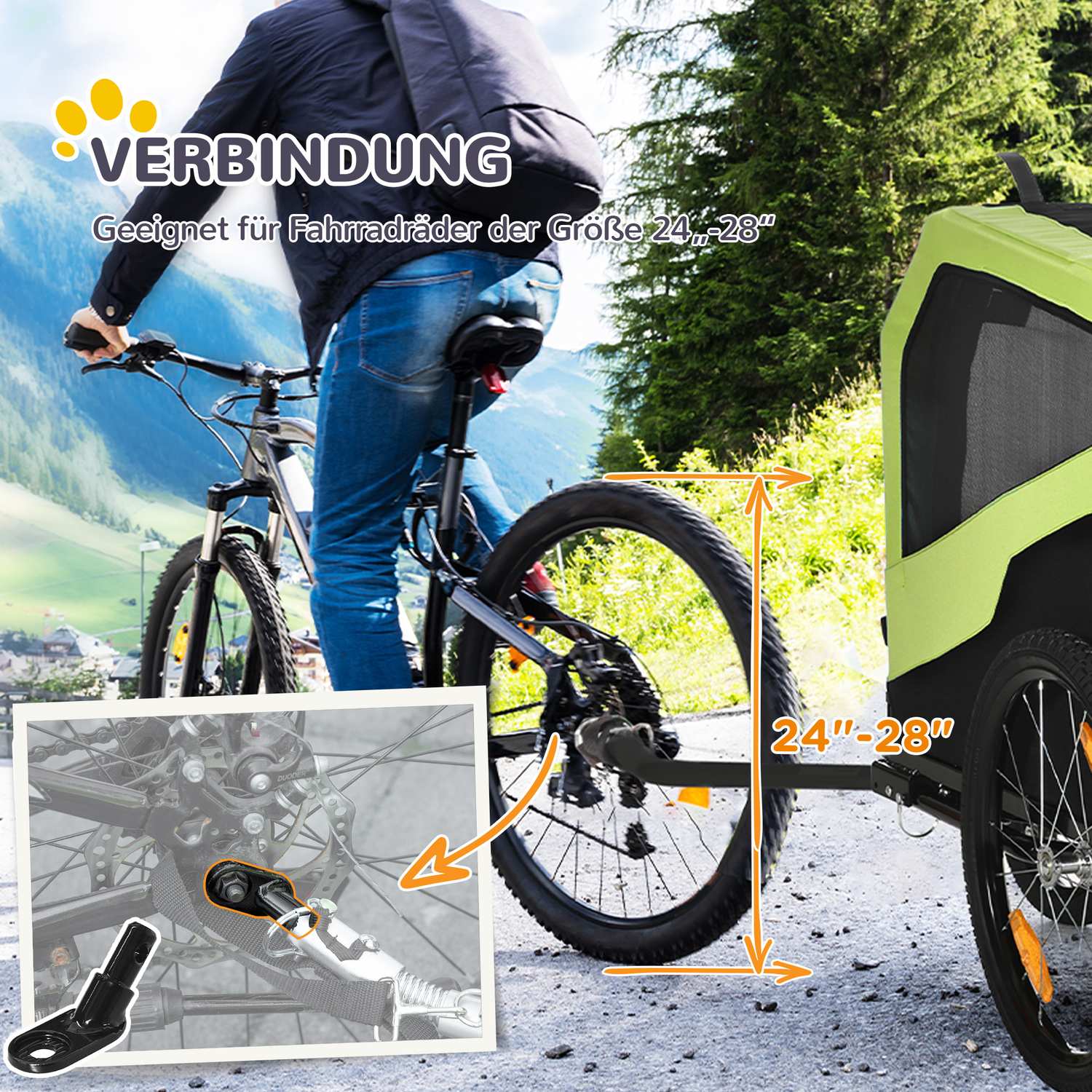 Hundcykelvagn & barnvagn, reflekterande, 30 kg kapacitet