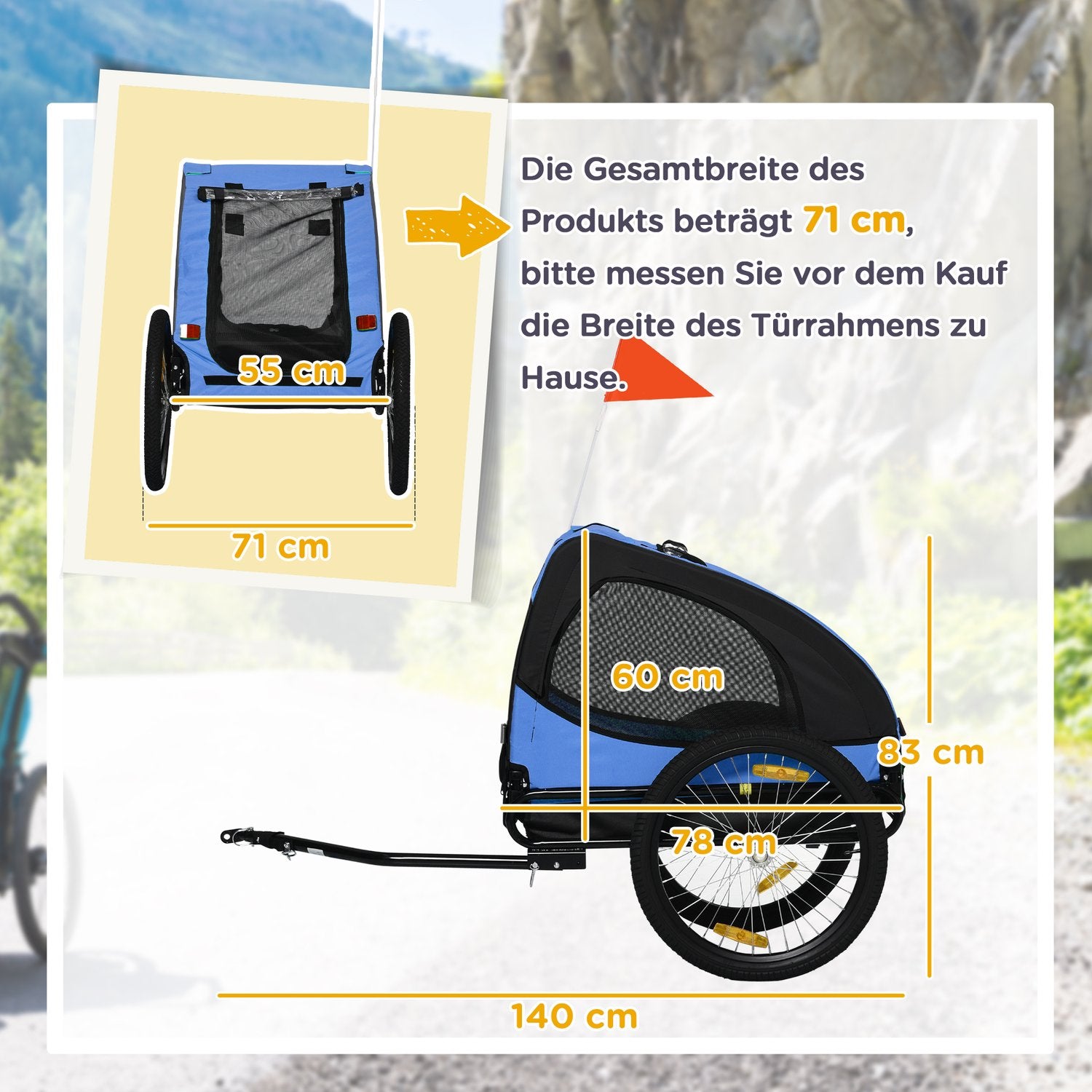Hundcykelvagn – hopfällbar, vattentät, snabbkoppling