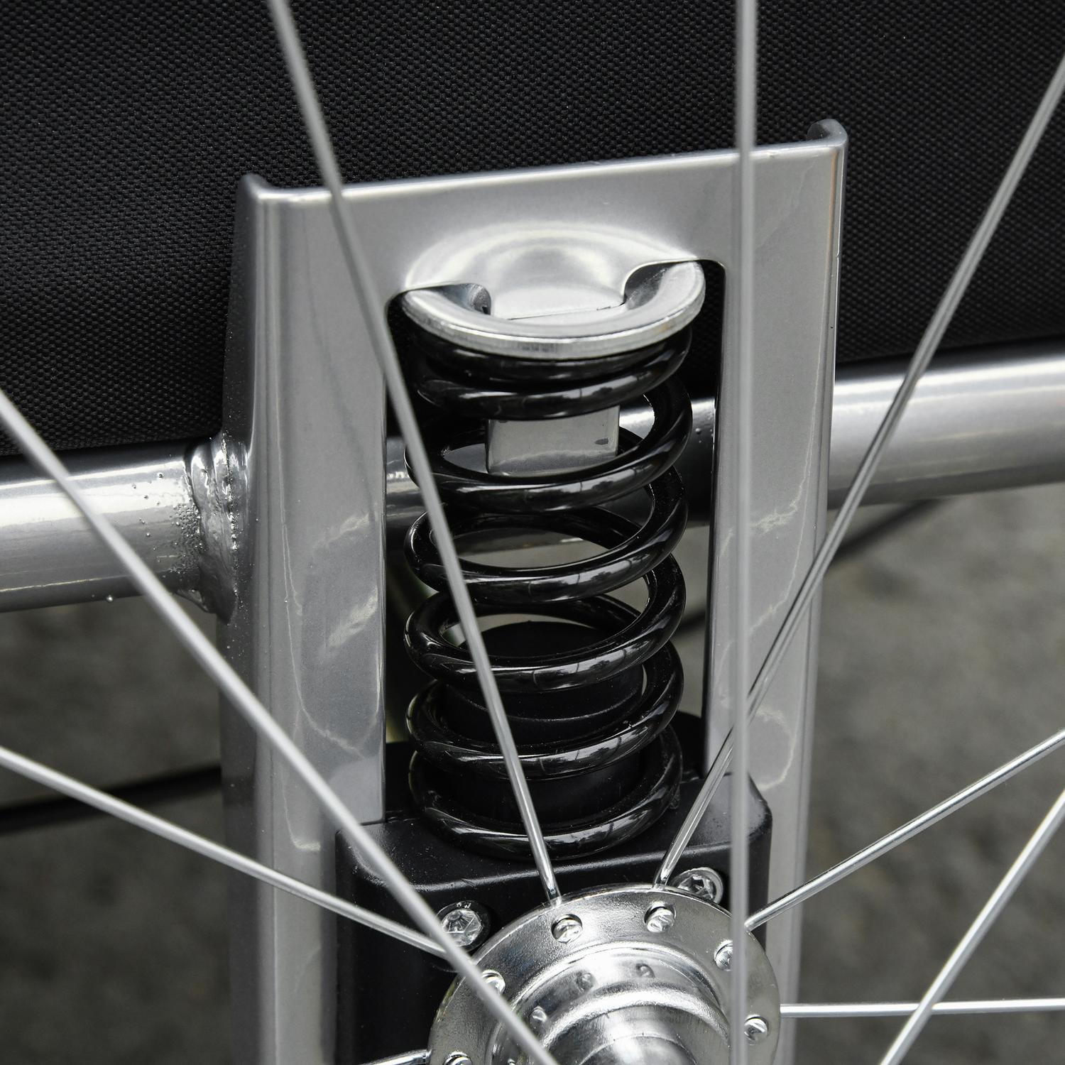 Hundcykelvagn – vit/svart, rymlig, 155 x 83 x 108 cm