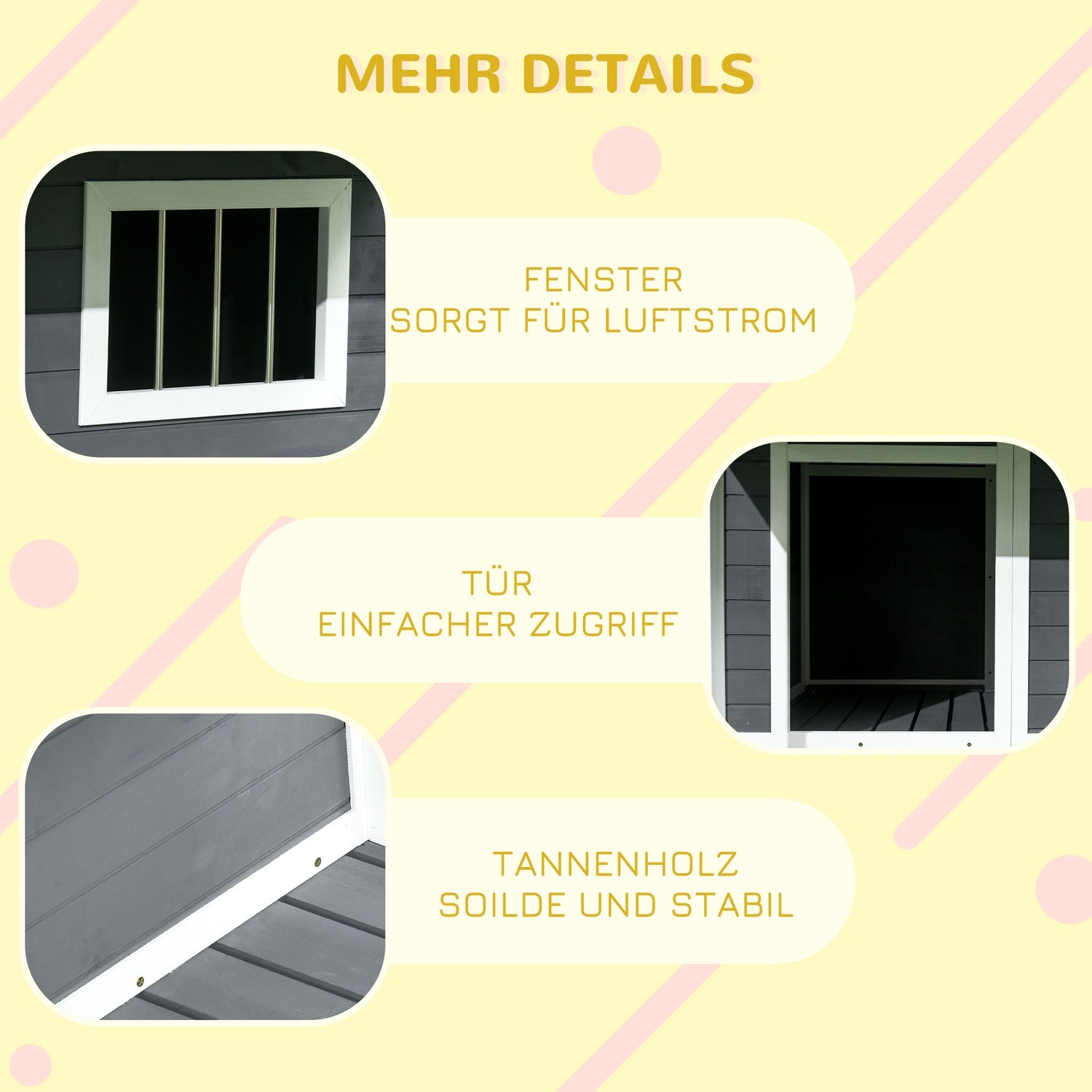 Utomhus väderbeständigt hundhus med uteplats, liten, grå