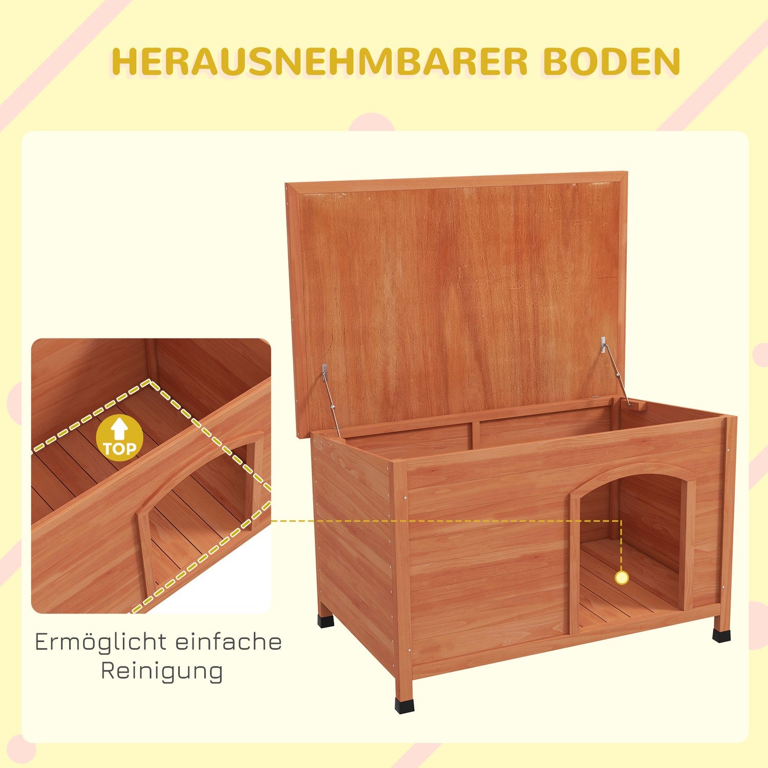 Hundkennel i trä, förhöjt, avtagbart golv, 100 cm