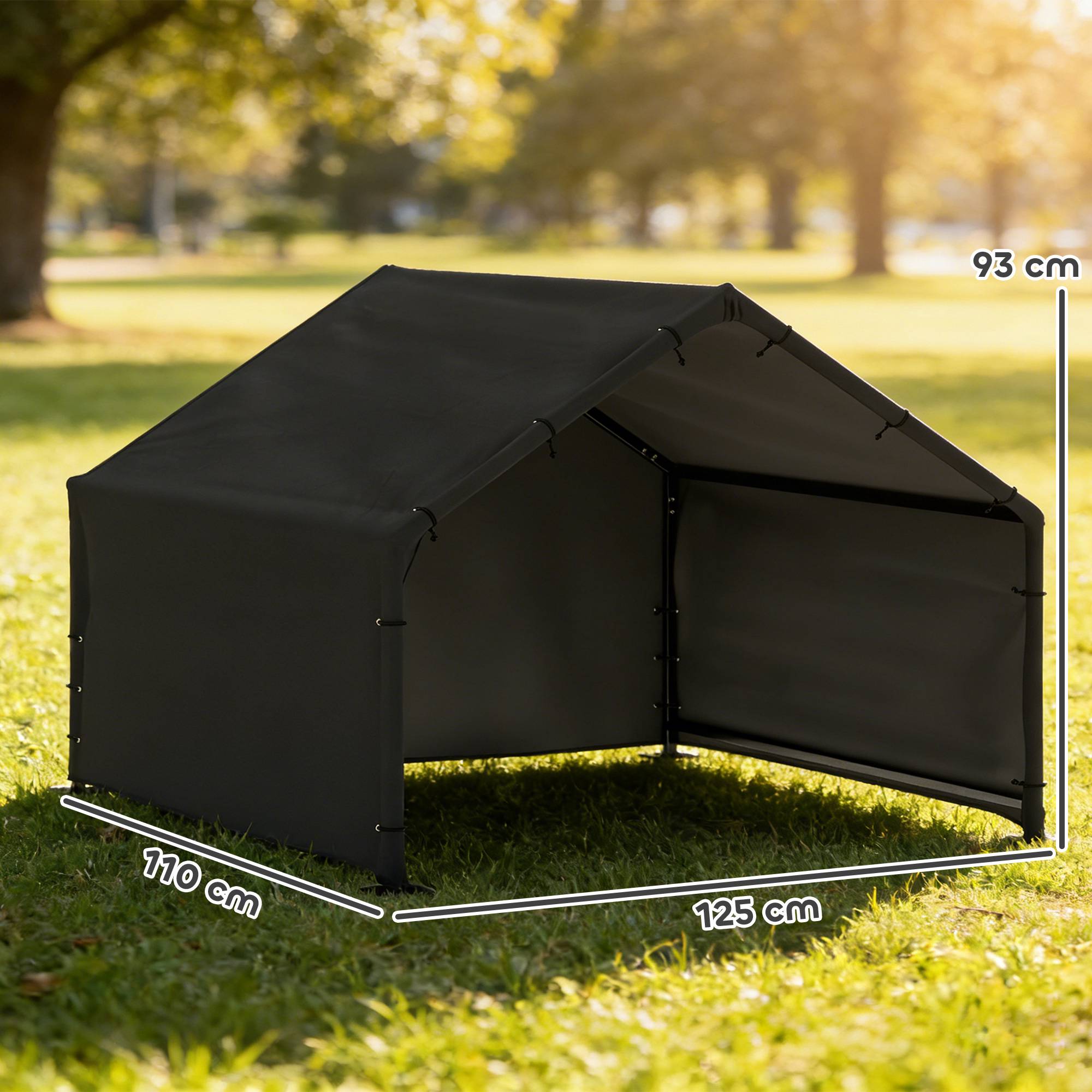 Hundkoja för utomhusbruk med UV-beständigt tak, 125x110x93 cm