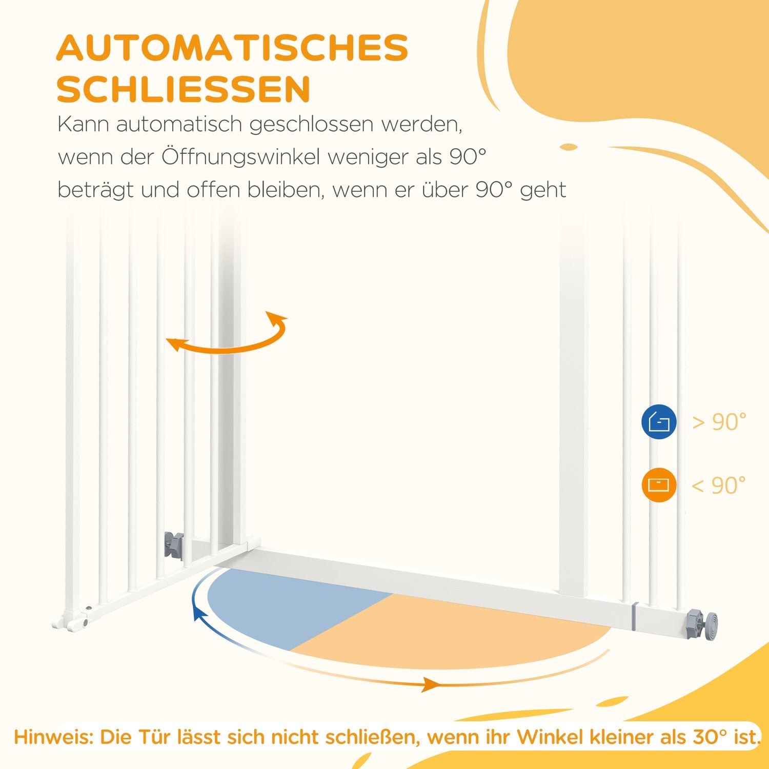 Hundskyddsgrind, 74-87cm, Trappbarriär, Ingen borr, Vit