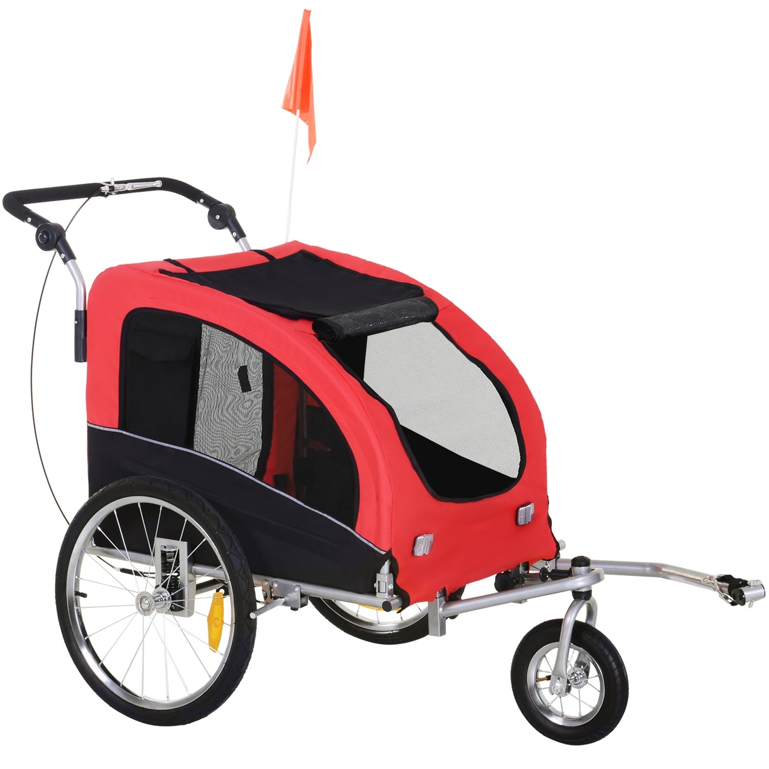 Hundcykelvagn – Röd & Svart, 155 x 83 x 108 cm