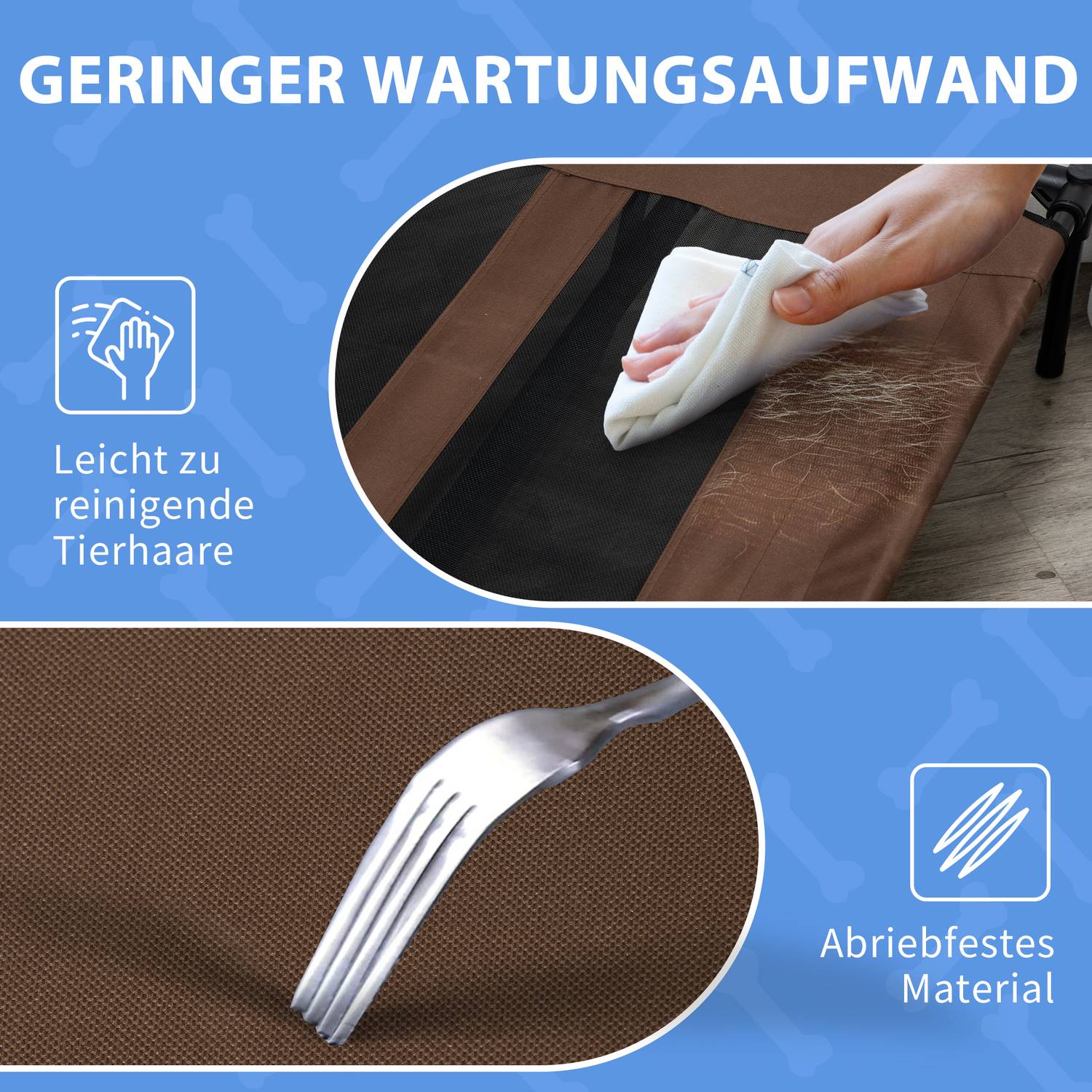 Utomhussäng för husdjur – slitstark metall, Oxford-tyg, 122x92x23 cm