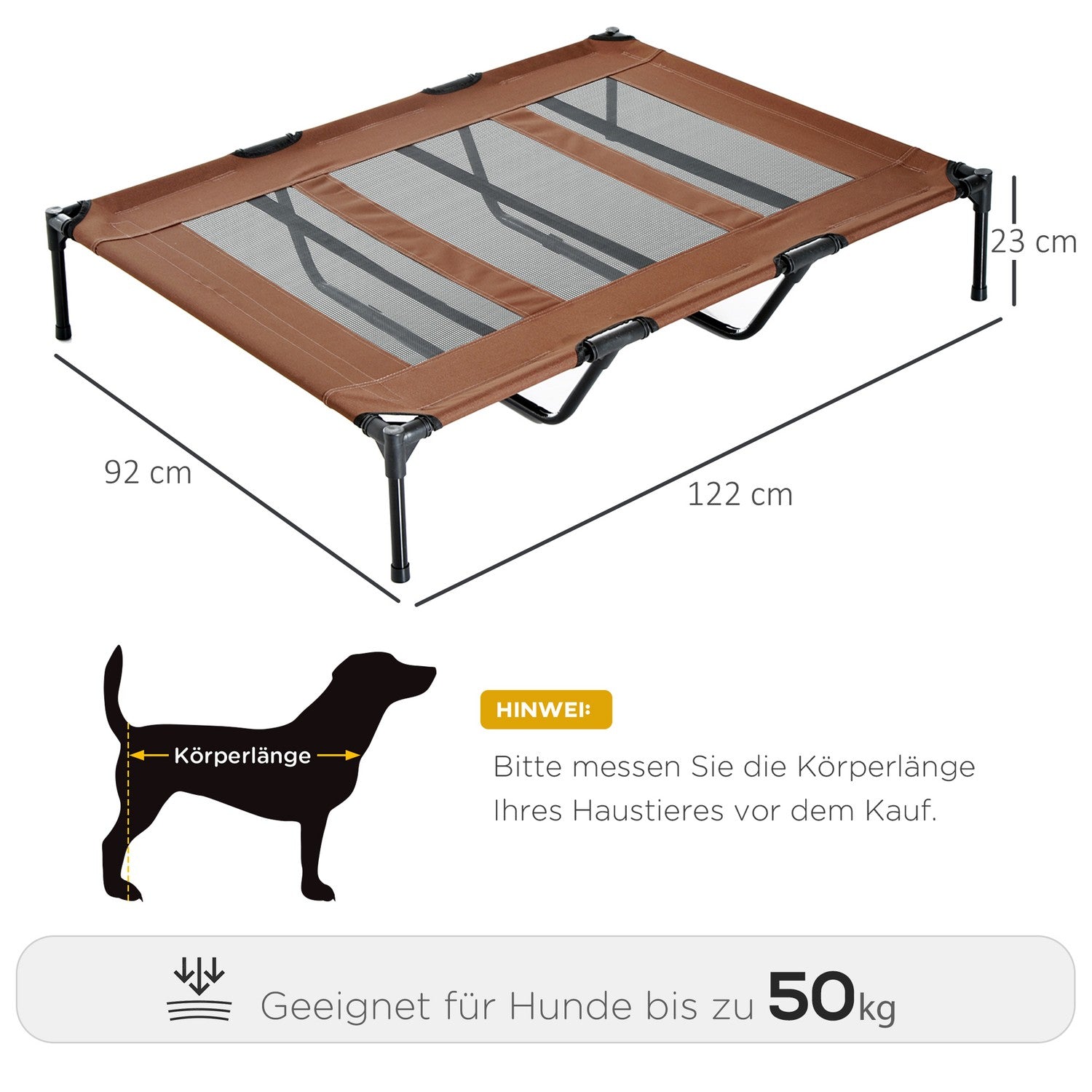 Utomhussäng för husdjur – slitstark metall, Oxford-tyg, 122x92x23 cm