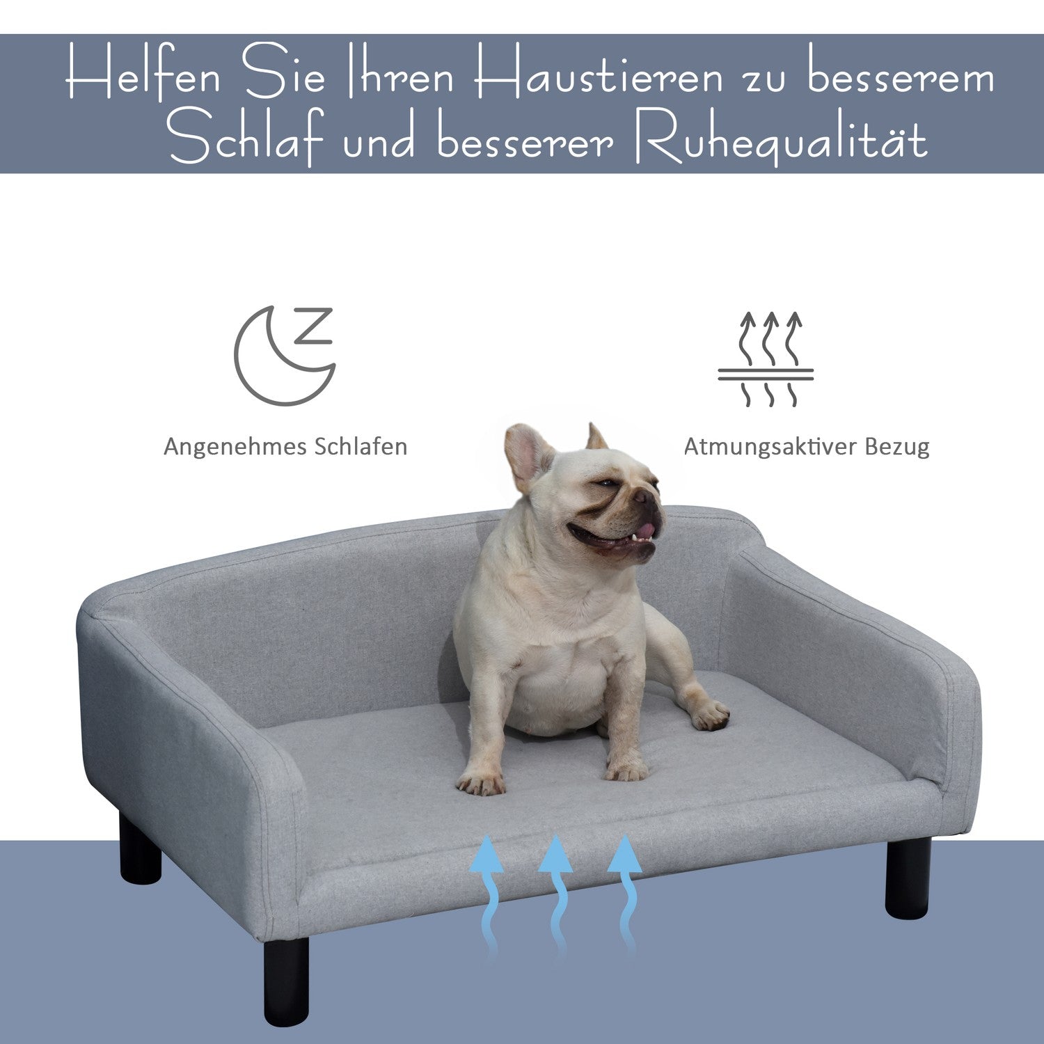 Hundsoffa med överdrag & träben, 82x54x36 cm