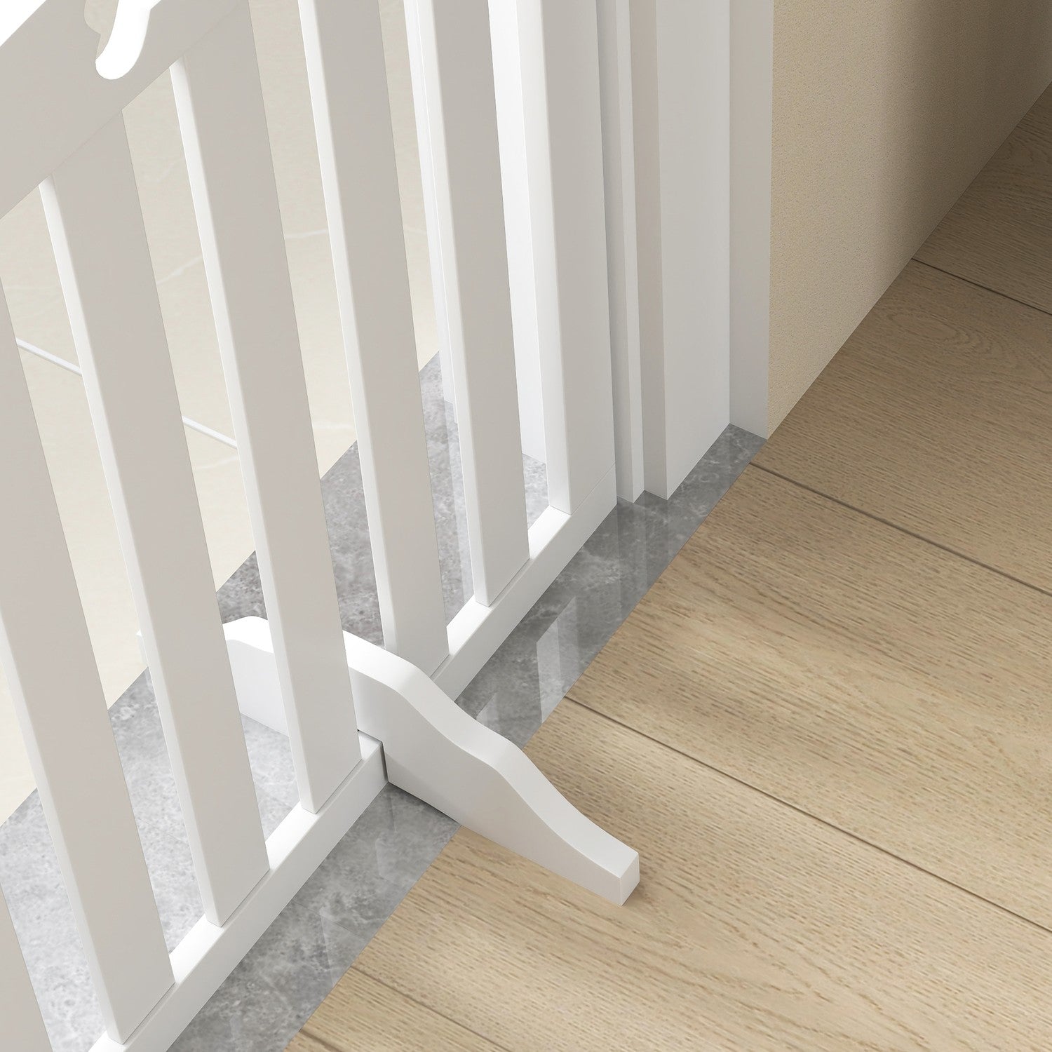 Hundspärrport, hopfällbar, 4-delad, 207,5 x 61 cm, vit