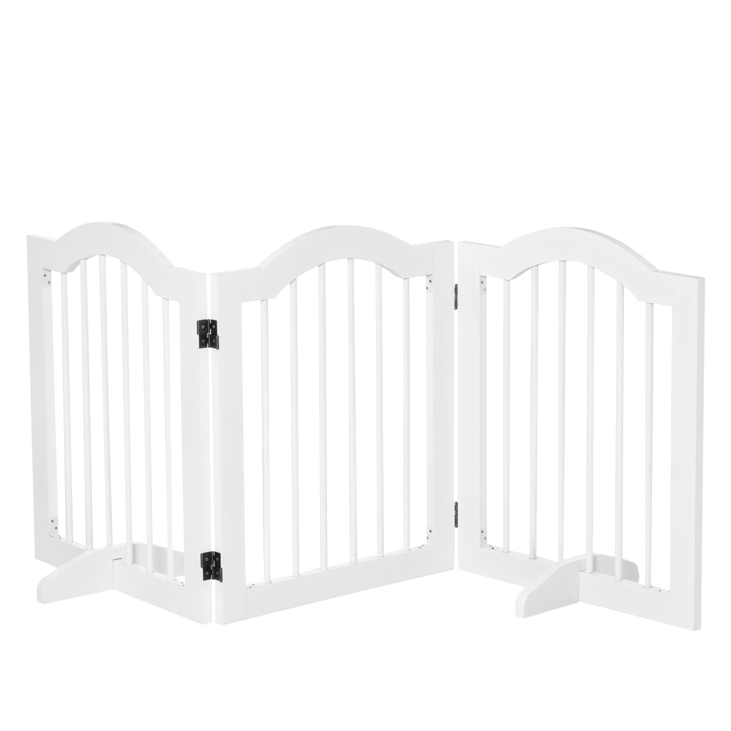 Dog Gate Barrier, Stabil 3-Panel MDF, Vikbar, Vit