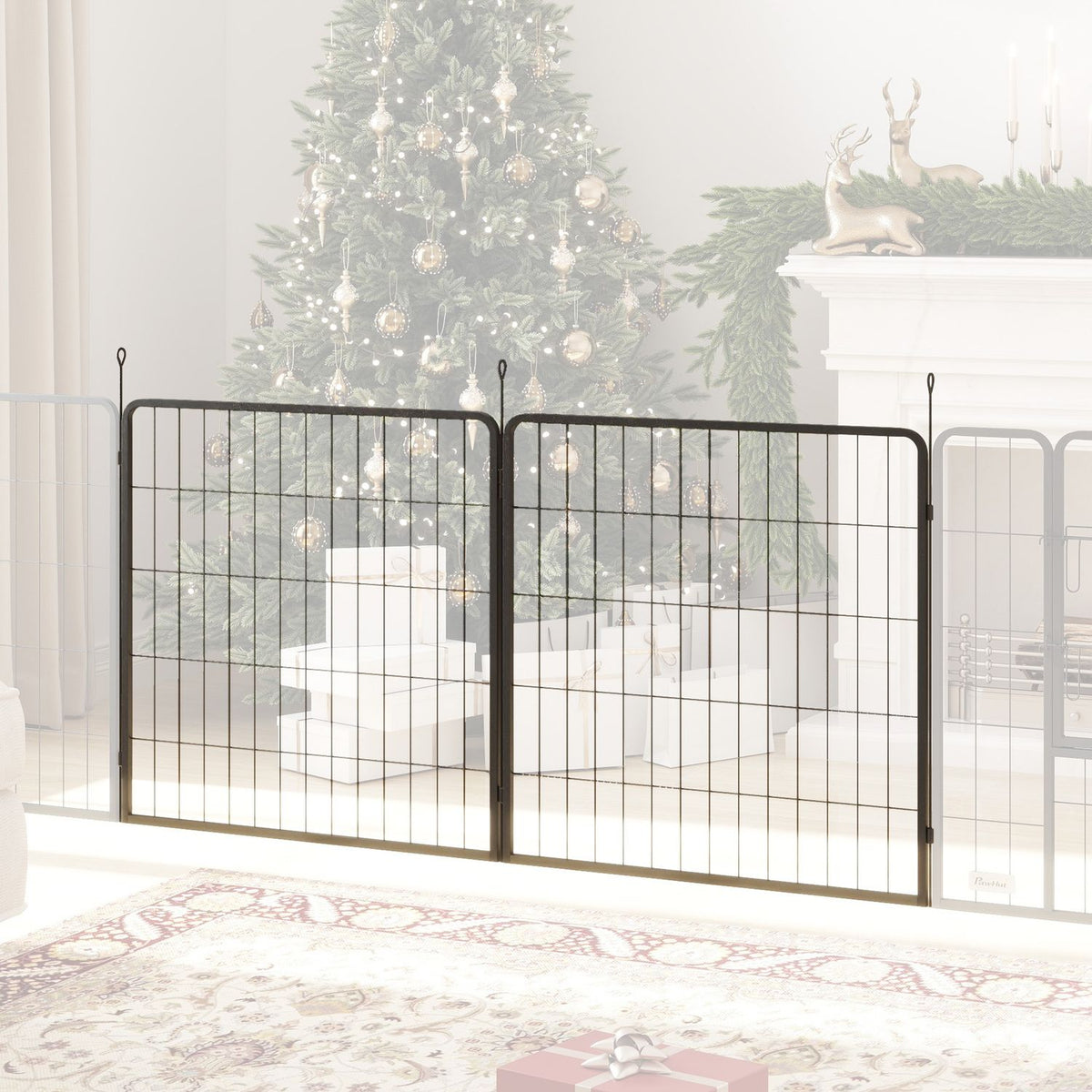 Hundstängselpaneler utomhus, set om 2 – 80 x 80 cm, svart