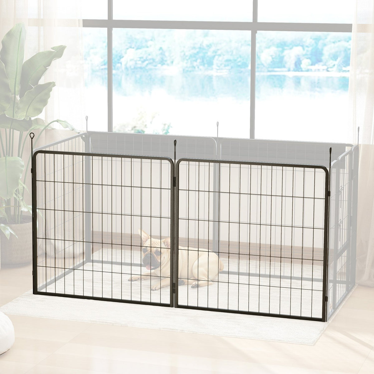 Hundstängselpaneler utomhus, set om 2 – 80 x 80 cm, svart
