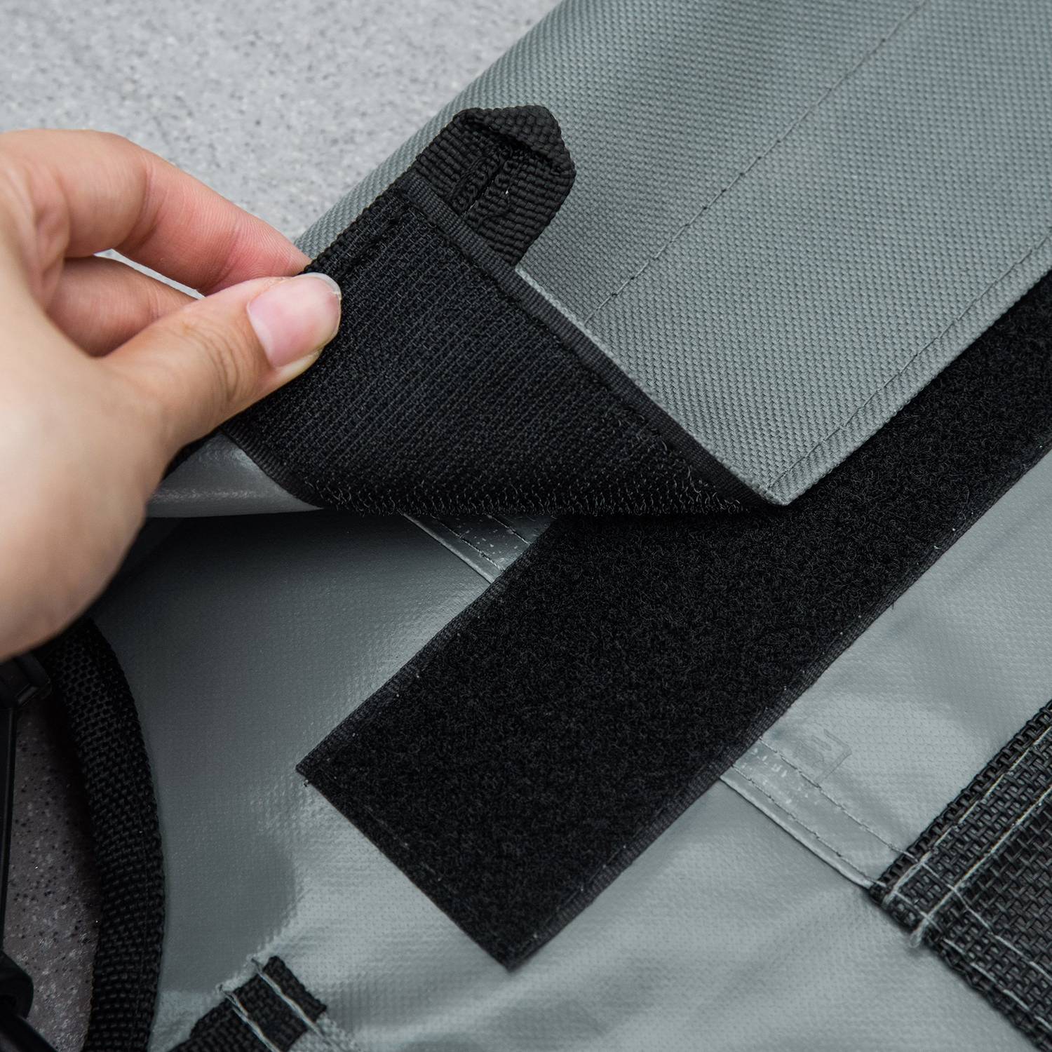 Hundstol utomhus med tak – Andningsbart tyg, grå