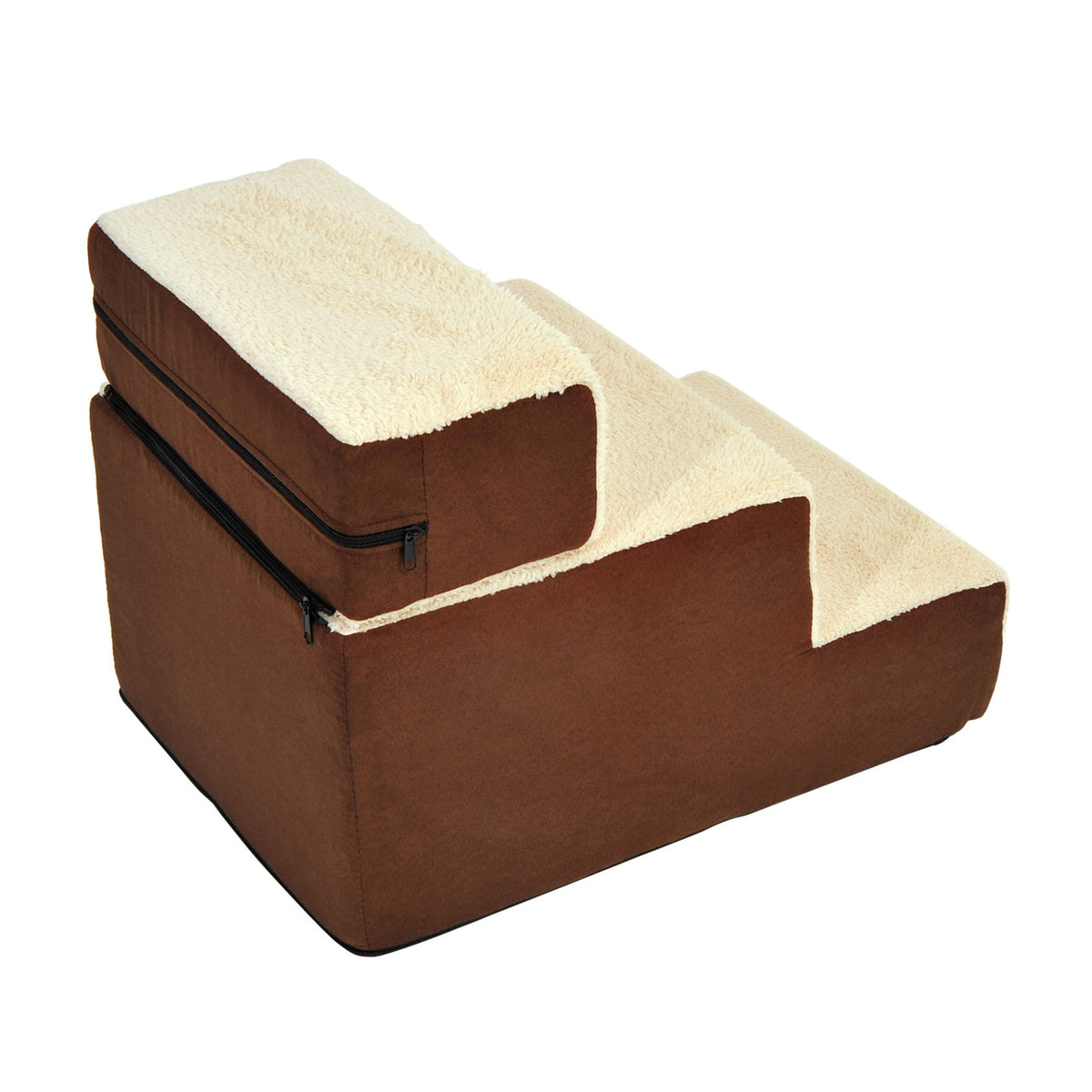 Kjæledyrtrapp, 3-trinns plysj beige, 54x40x39 cm