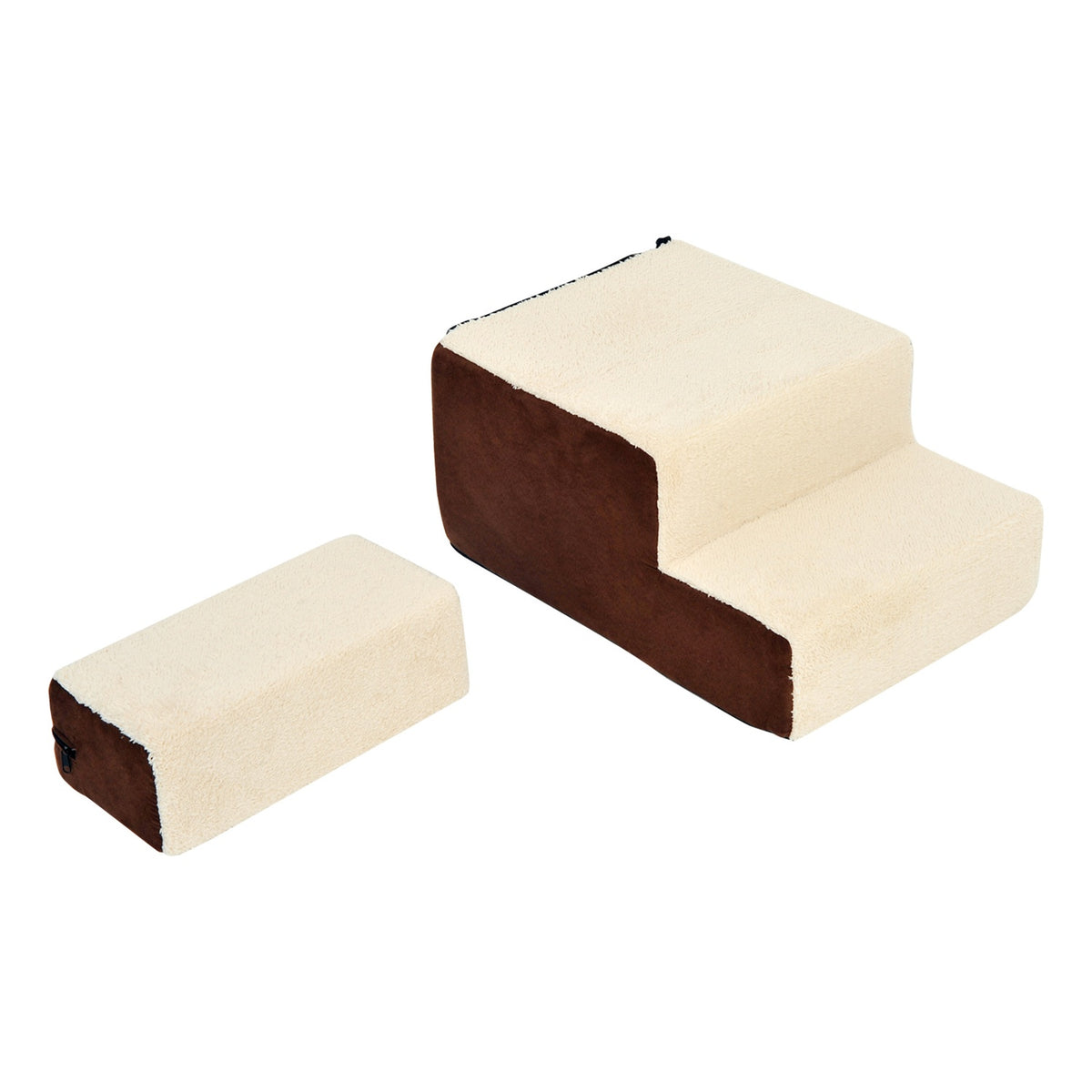 Kjæledyrtrapp, 3-trinns plysj beige, 54x40x39 cm