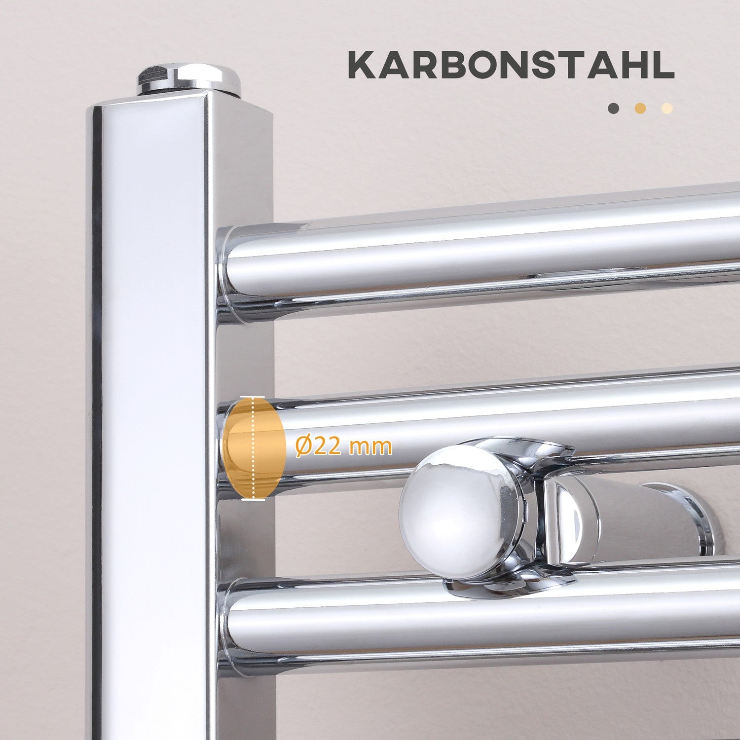 Hydronisk handdukskylare, 14 stavar kolstål, 600x800 mm