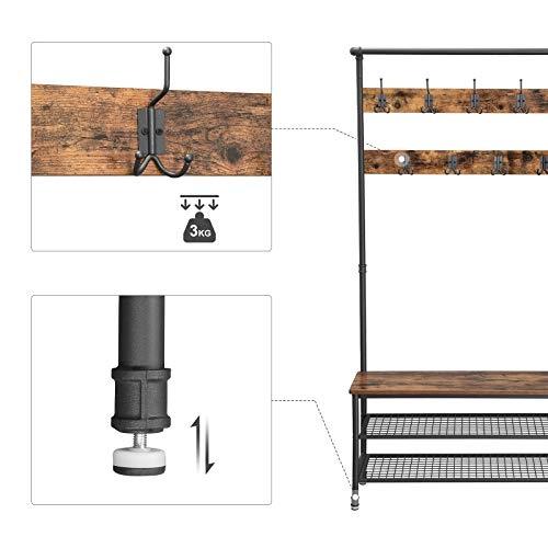 Industrial Pipe Coat &amp; Shoe Rack med benk og kroker