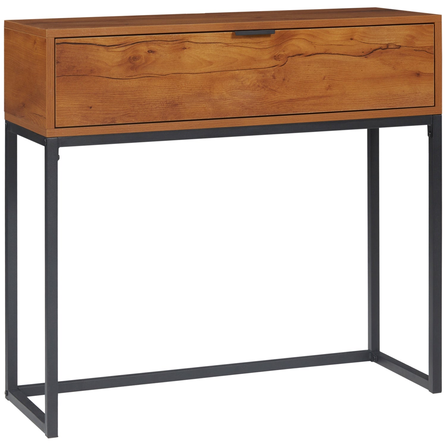 Industriell konsolbord med låda – Stål & Natur, 80x30x76 cm