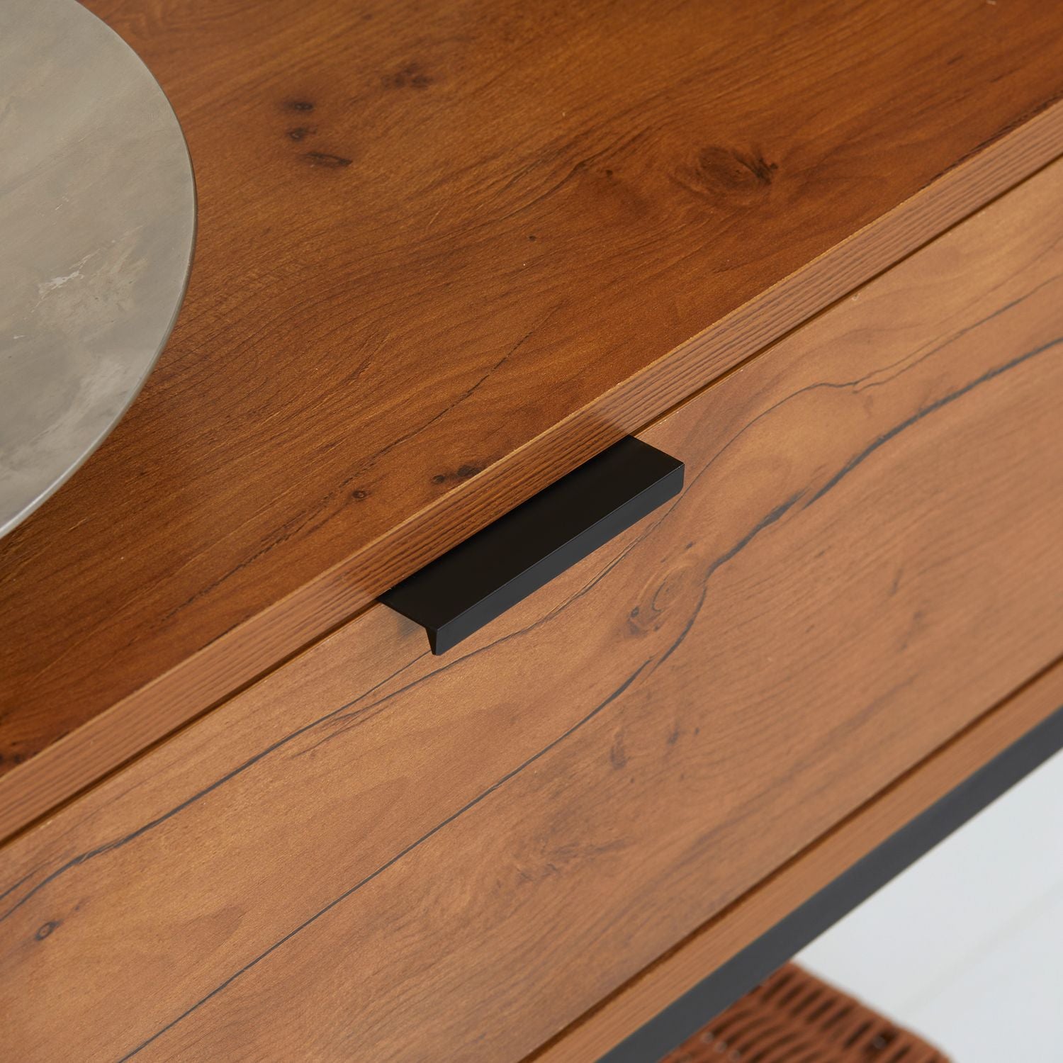 Industriell konsolbord med låda – Stål & Natur, 80x30x76 cm