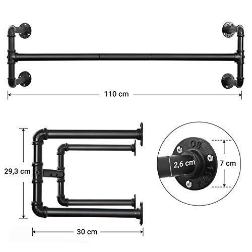 Industriell vegghengt klesstativ, kapasitet 60 kg, sort