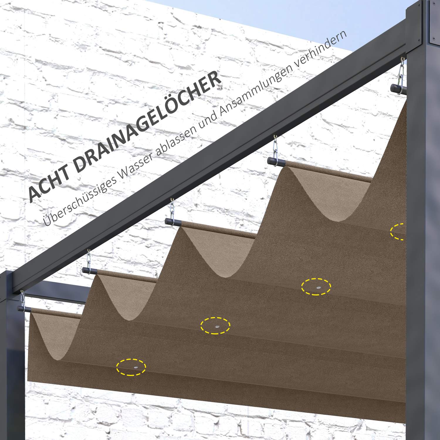 Infällbart 2,85 x 2 m pergolatak, UV-vattenbeständigt lock