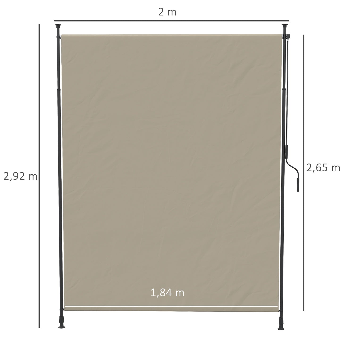 Infällbar vertikal markis, 200x292 cm, sandfärg