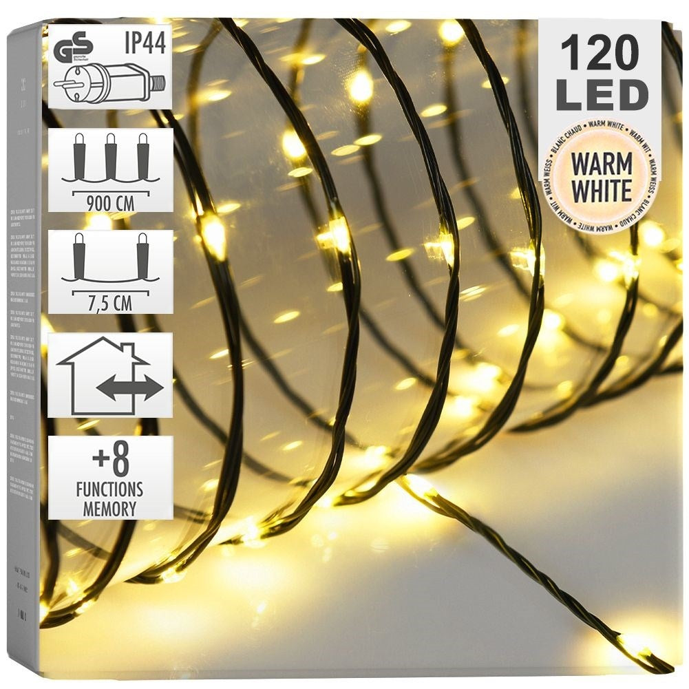 Julbelysning 120 LED varmvit 893 cm inomhus/utomhus