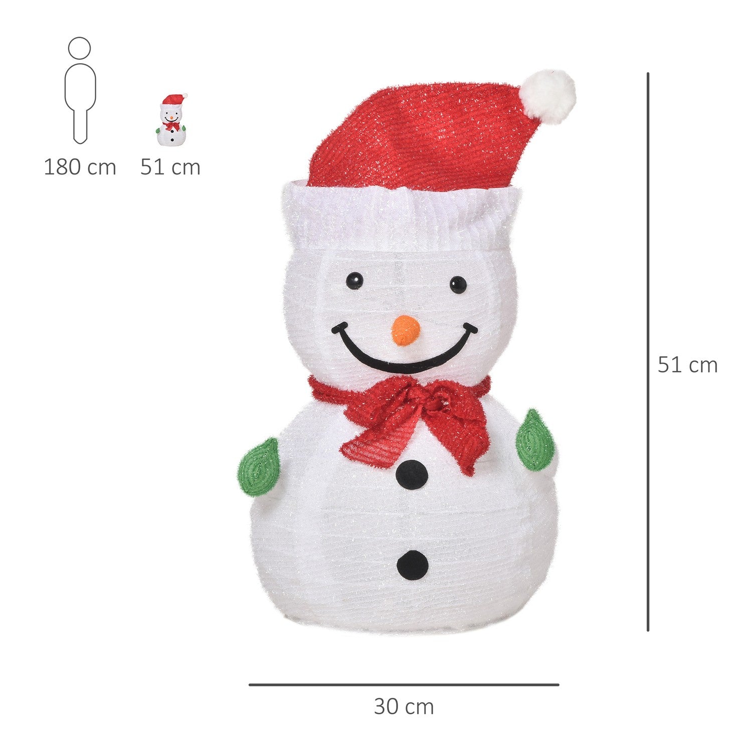 Snowman Juldekoration med LED-lampor, väderbeständig