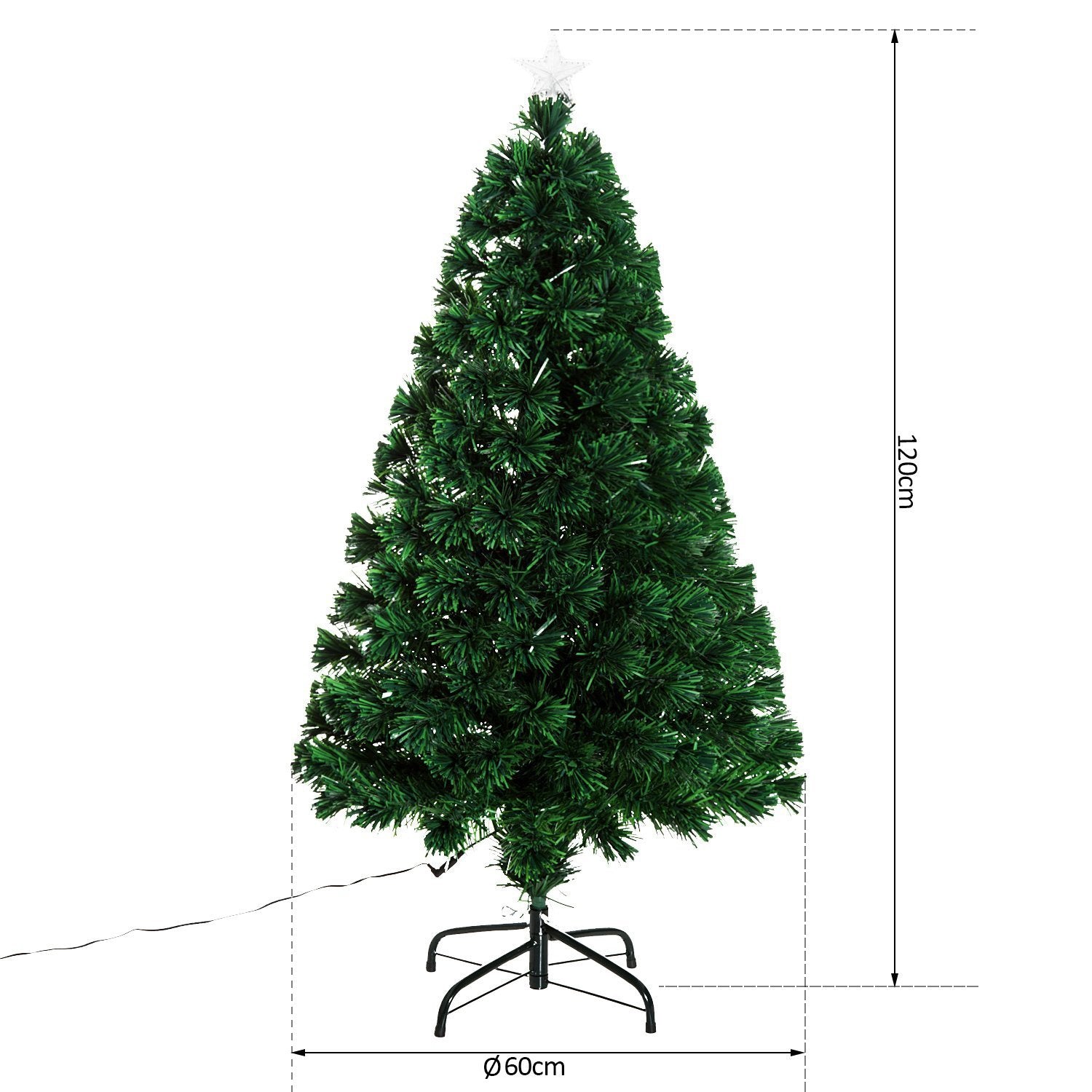 Fiberoptisk julgran med LED-ljus, 120 cm