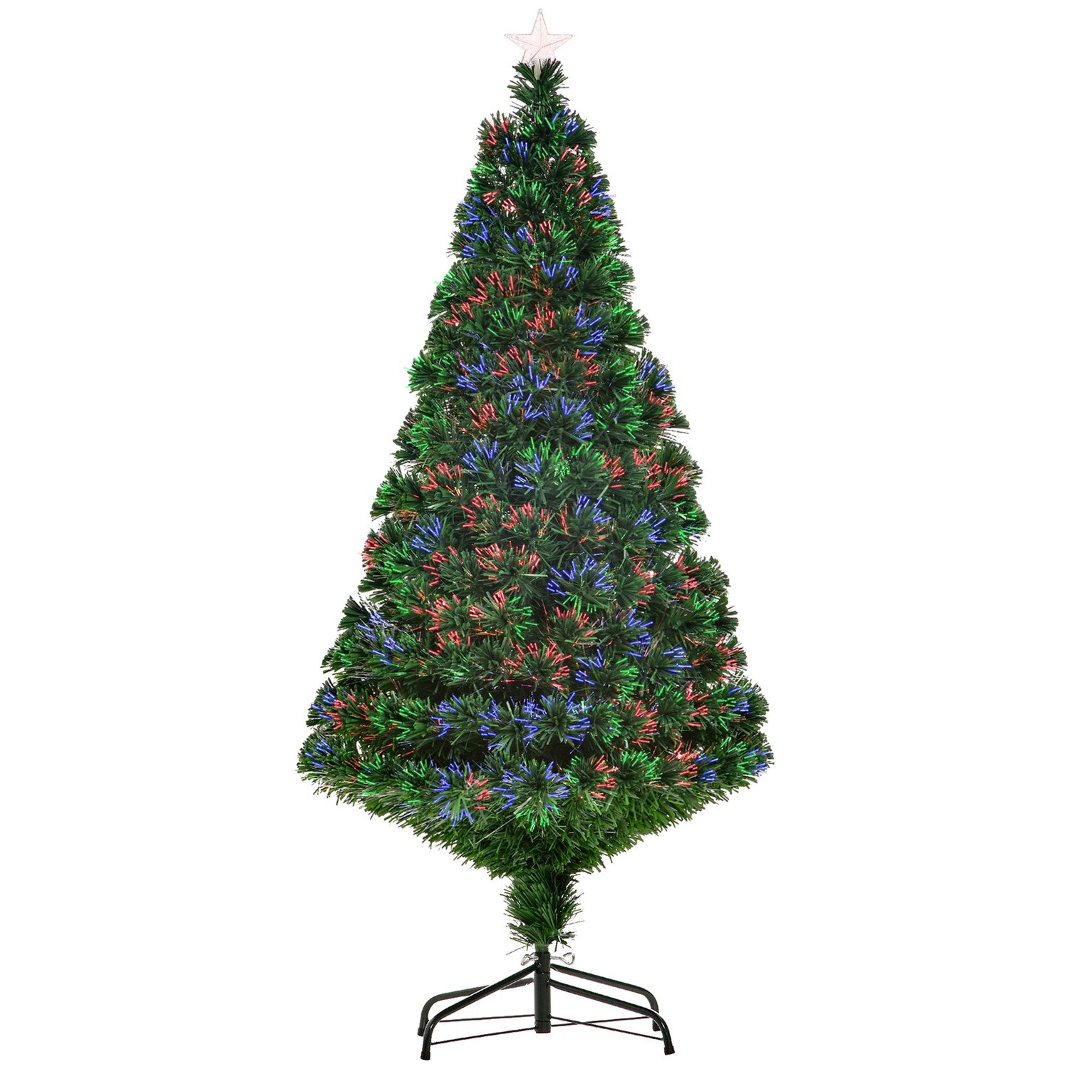 150 cm konstgjord julgran med LED-lampor & metallstativ