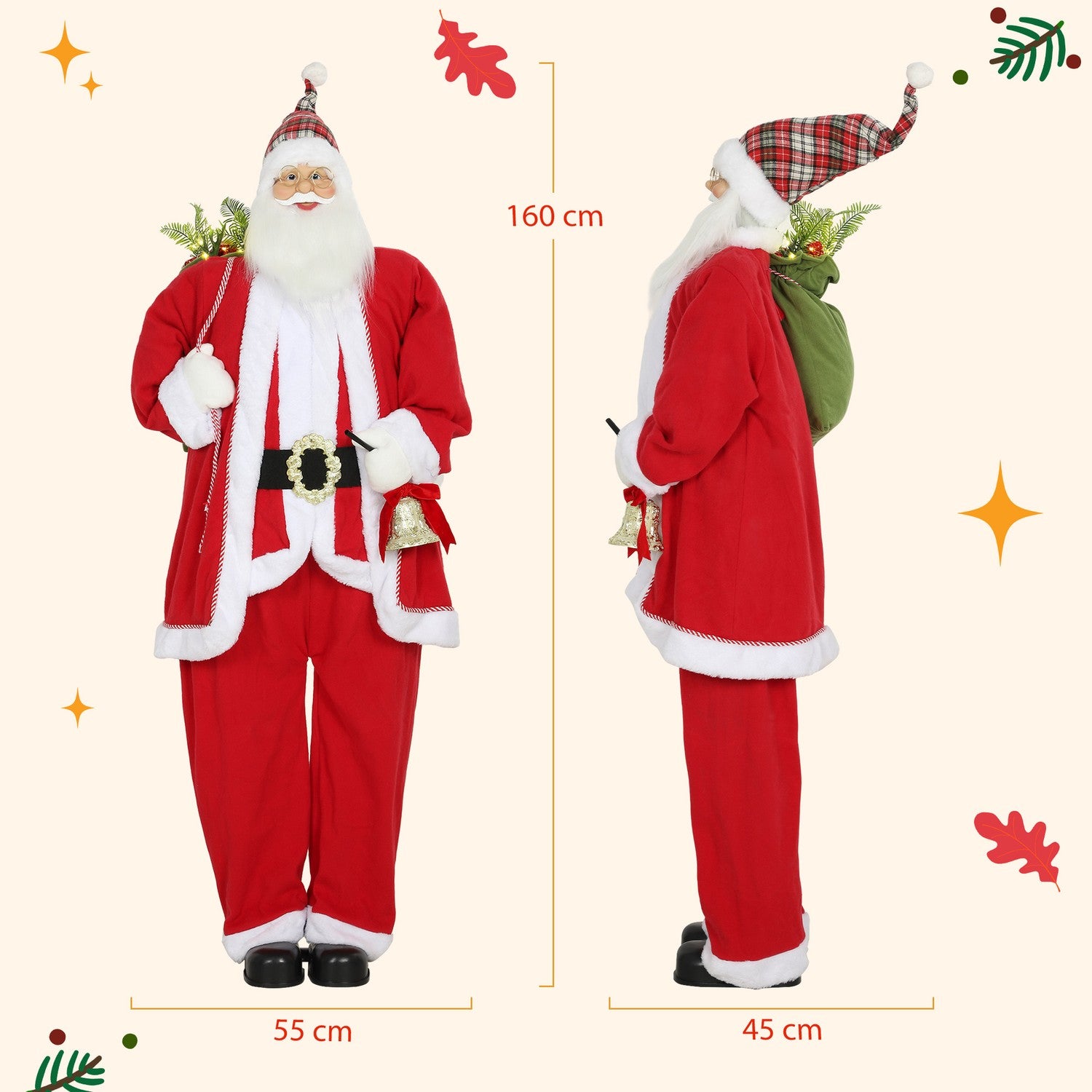 Jultomten 1,6 m med present och ringsignal