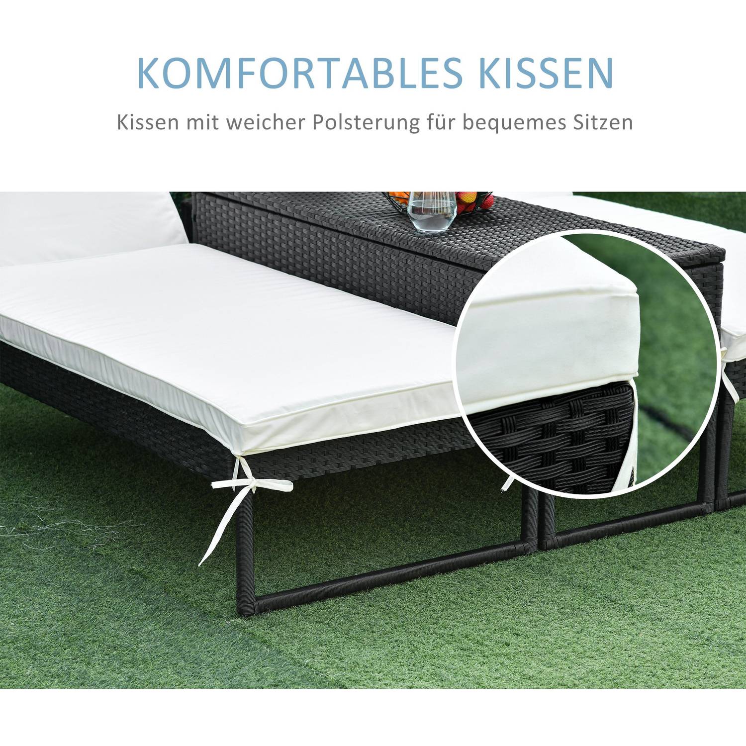 Justerbar 3-delad solstolsset med bord – rotting & metall