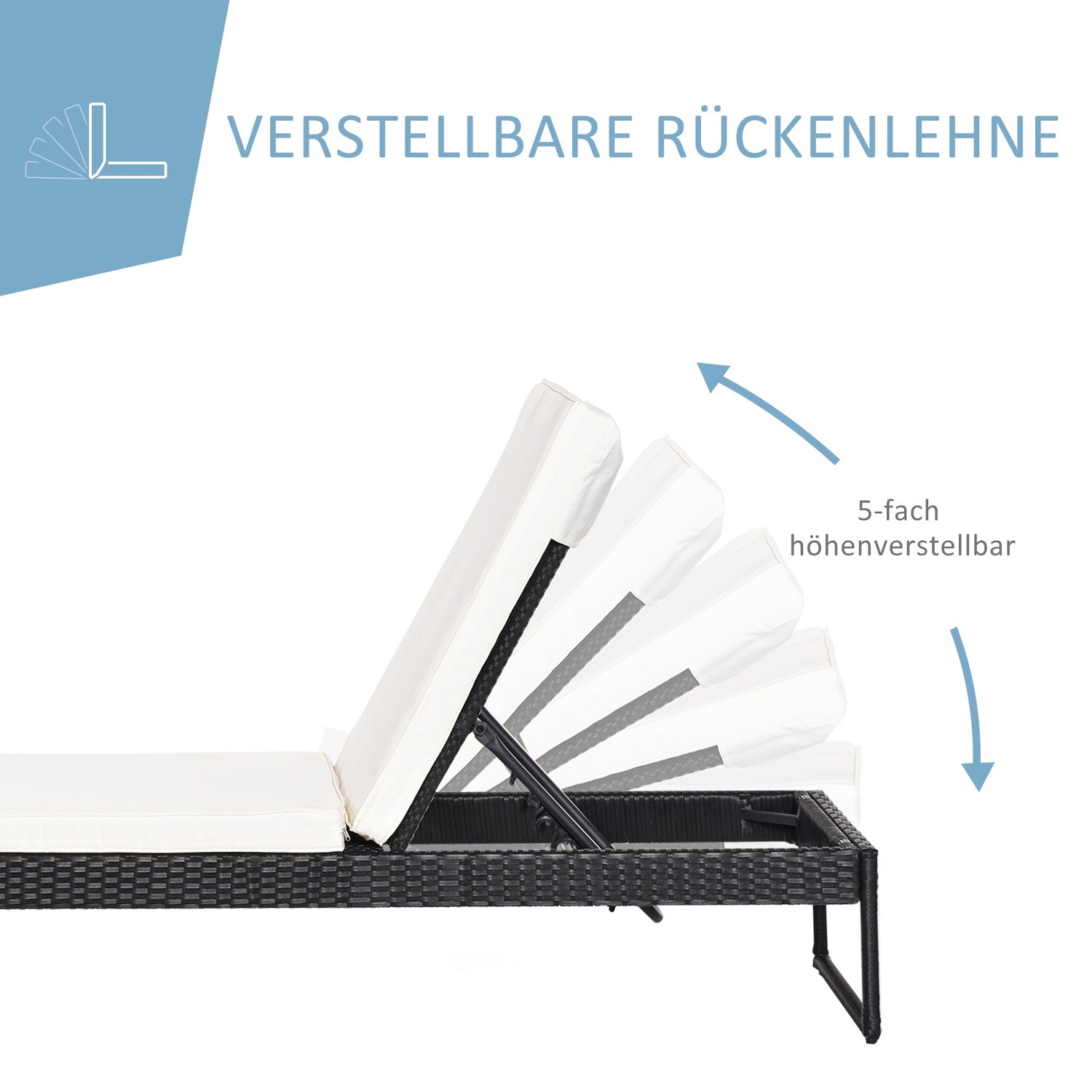 Justerbar 3-delad solstolsset med bord – rotting & metall