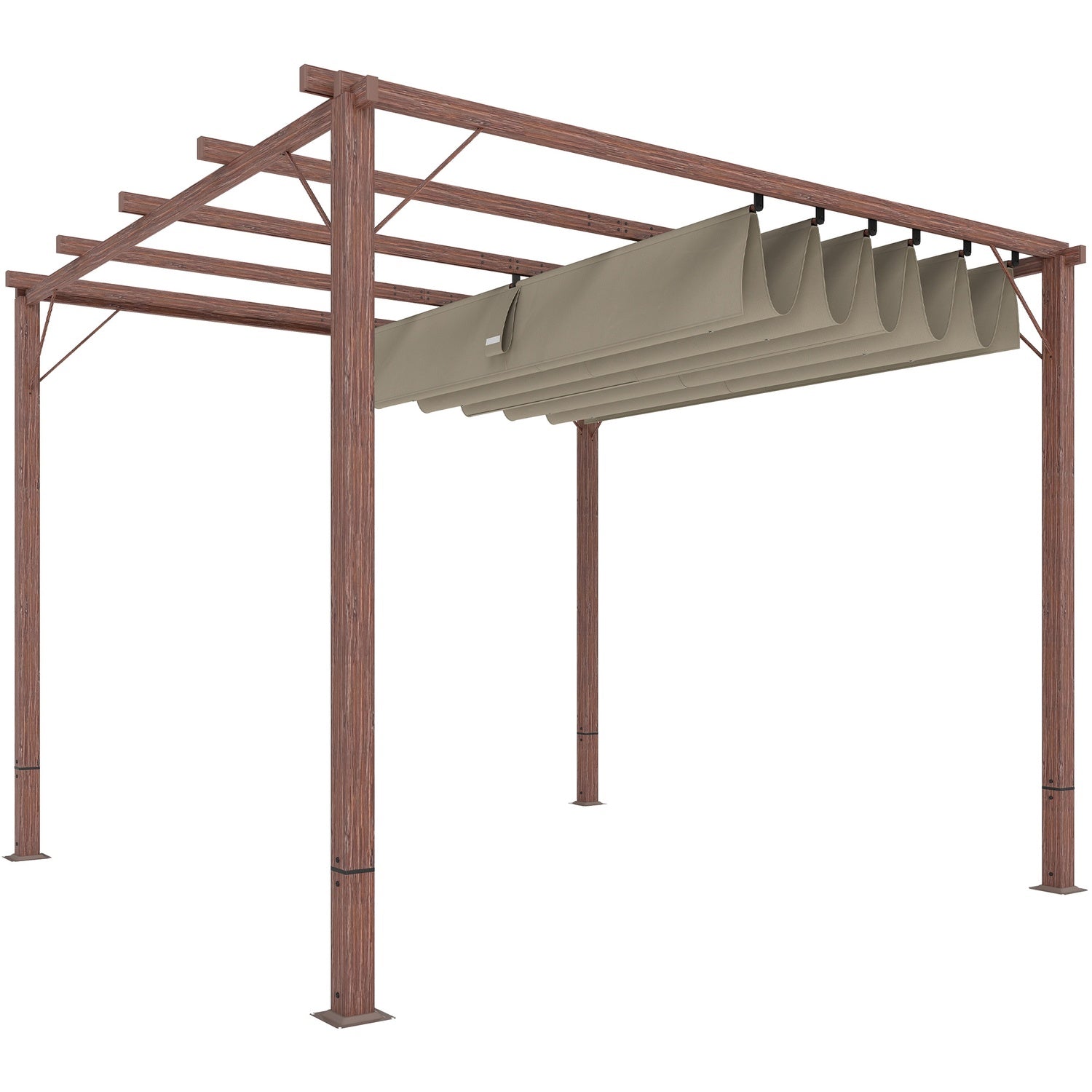 Justerbar 3x3m pergola, aluminiumram, UPF30+ skärm