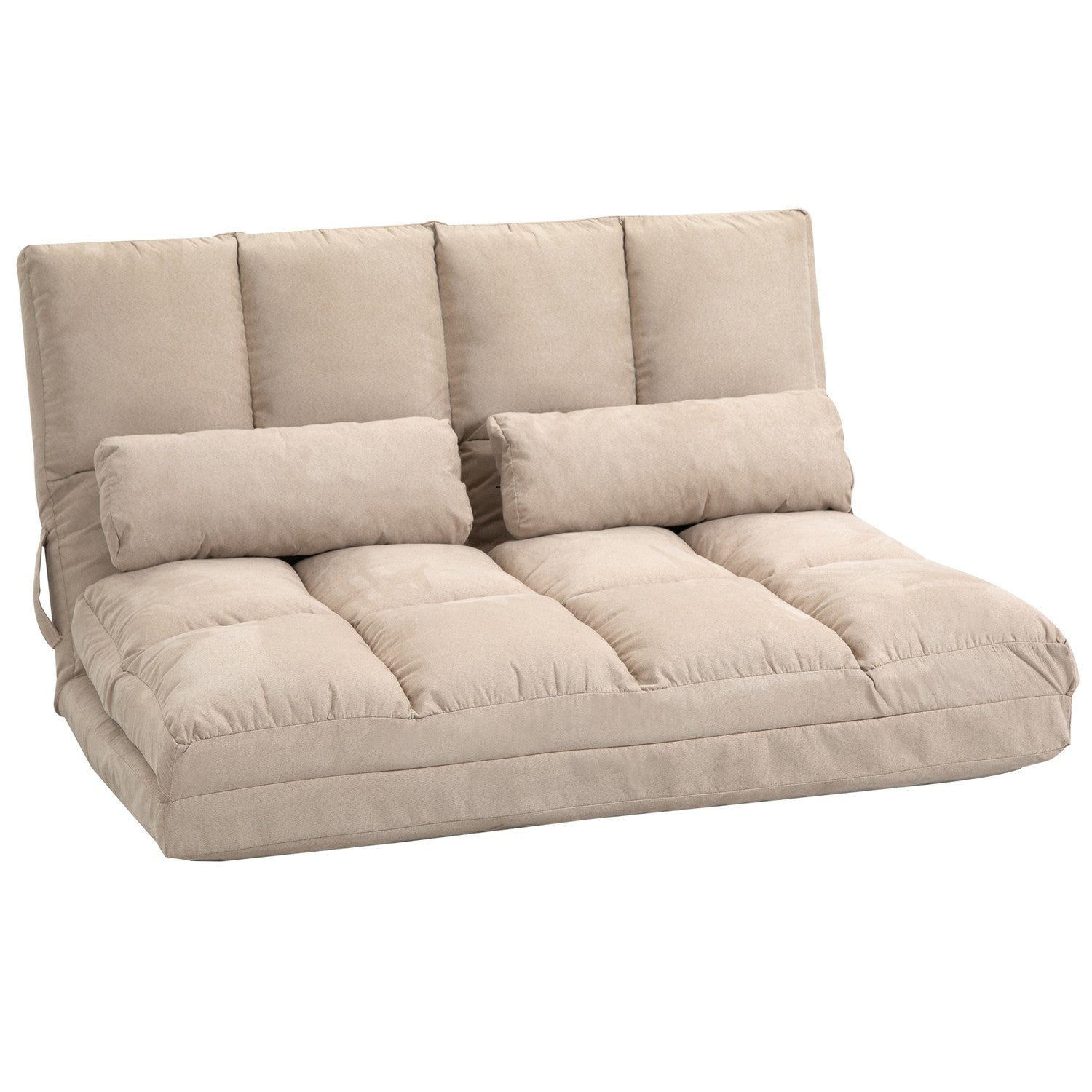 Justerbar Beige Velvet Floor Stolsäng med ryggstöd