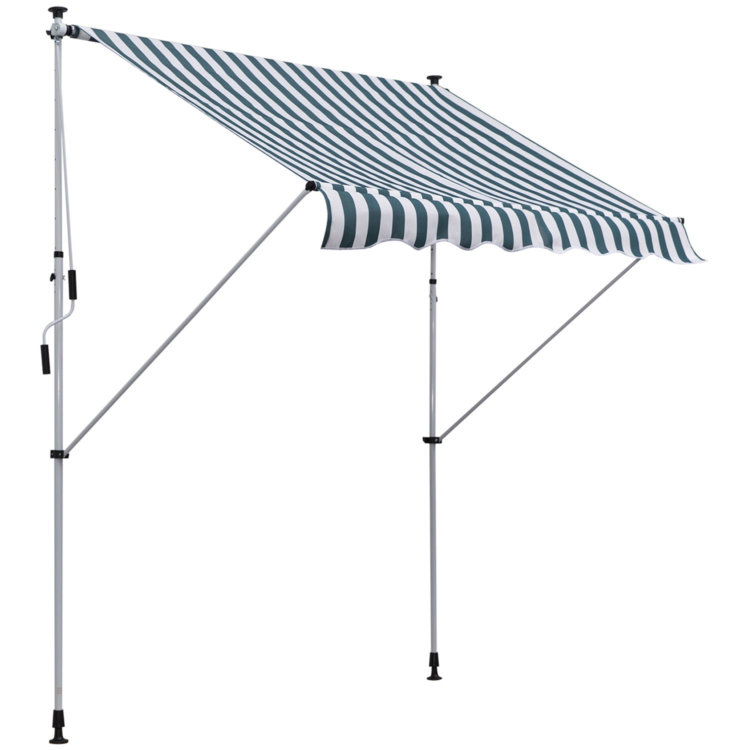 Justerbar Grön & Vit Aluminium Balkong Markis 200x150 cm