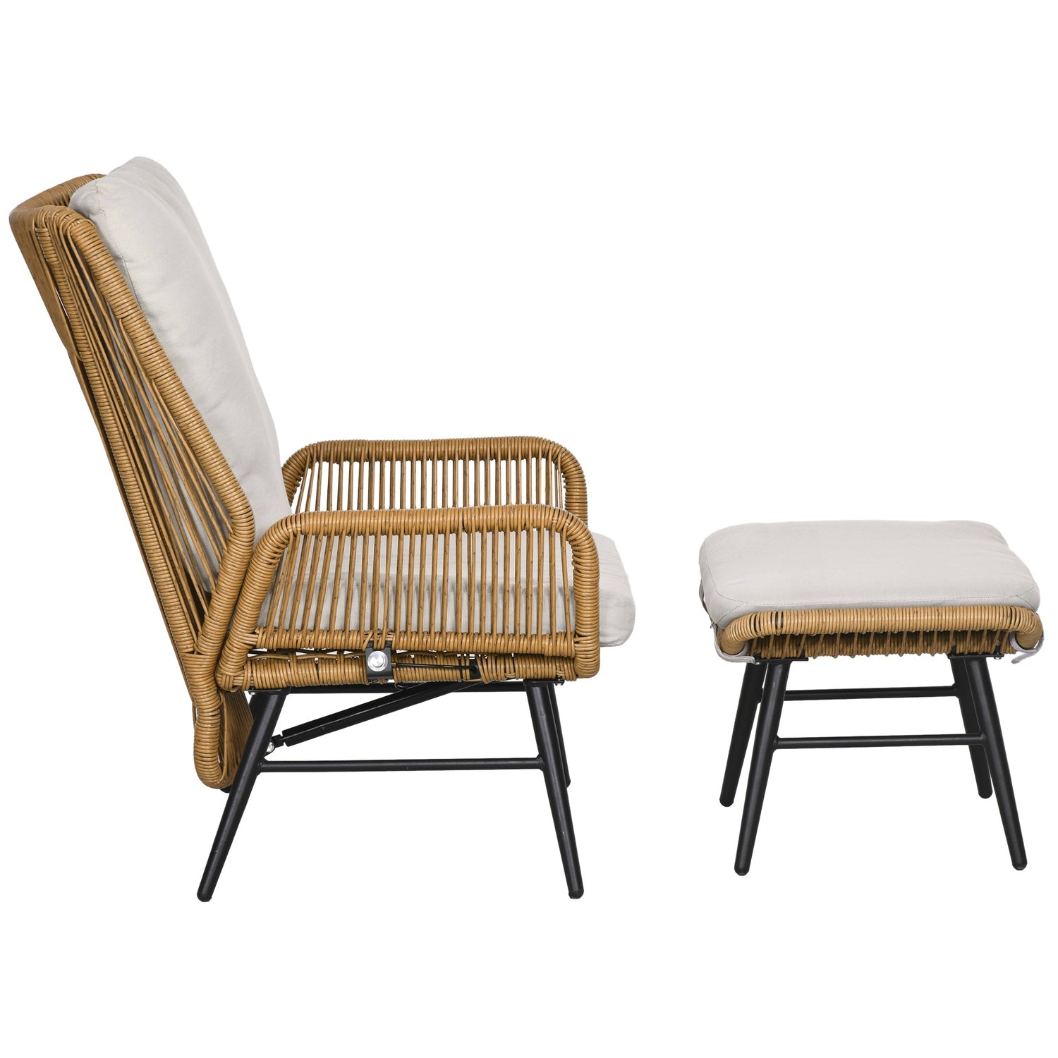 Justerbar Rattan Relax Stolset med kudde – utomhusbruk