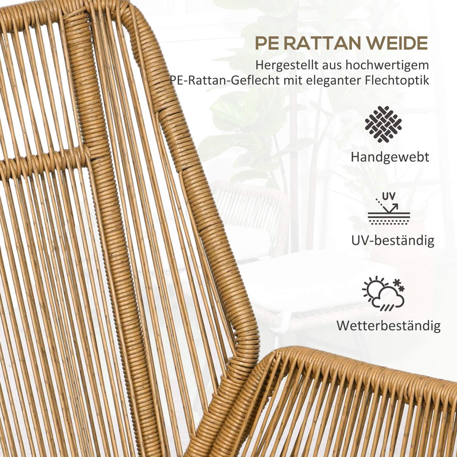 Justerbar Rattan Relax Stolset med kudde – utomhusbruk