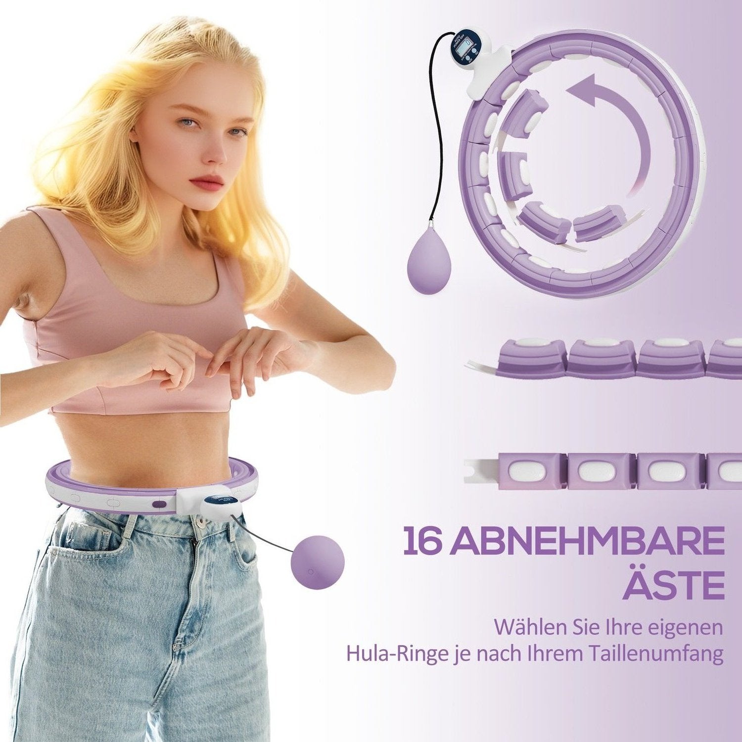 Justerbar Smart Hula Hoop med viktbollräknare för vuxna