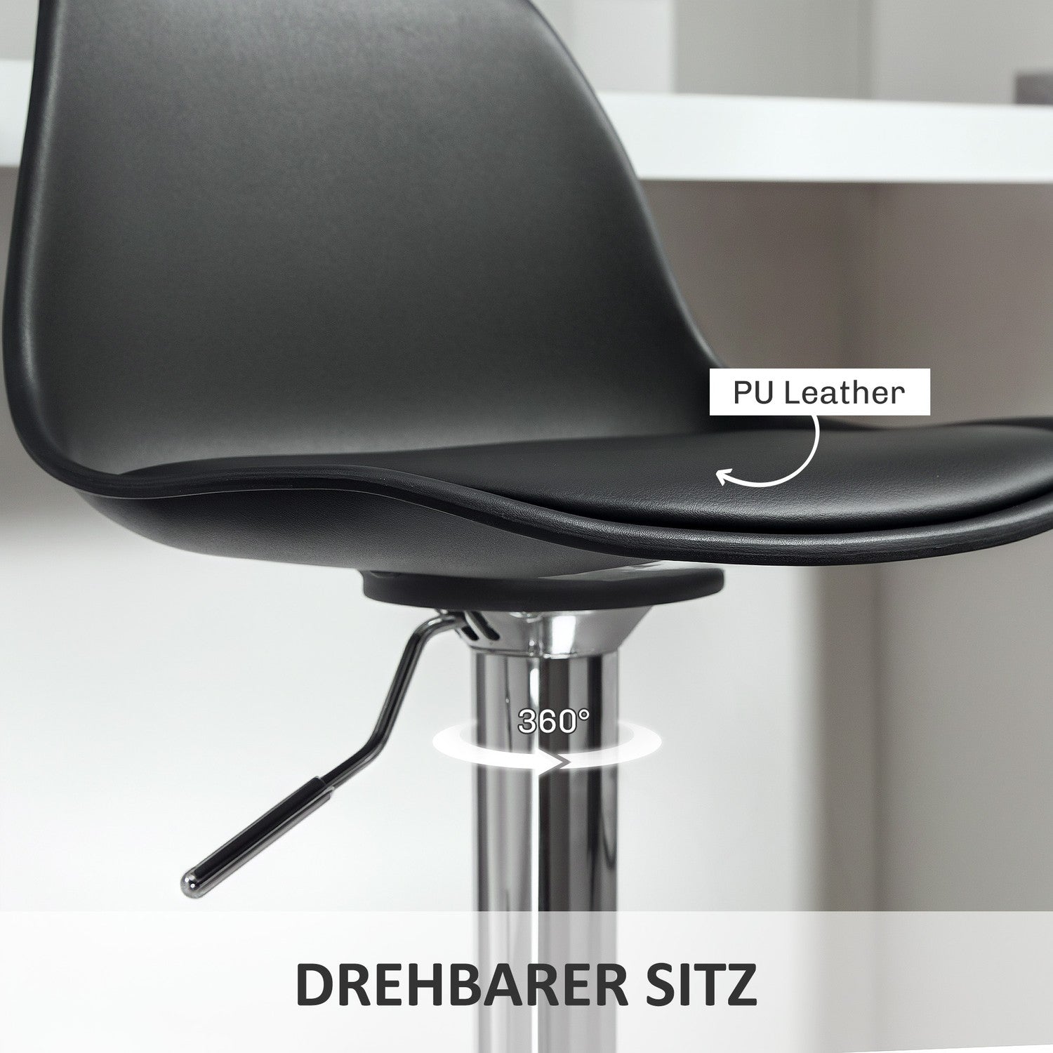 Justerbara barstolar Set om 2, konstläder, svart