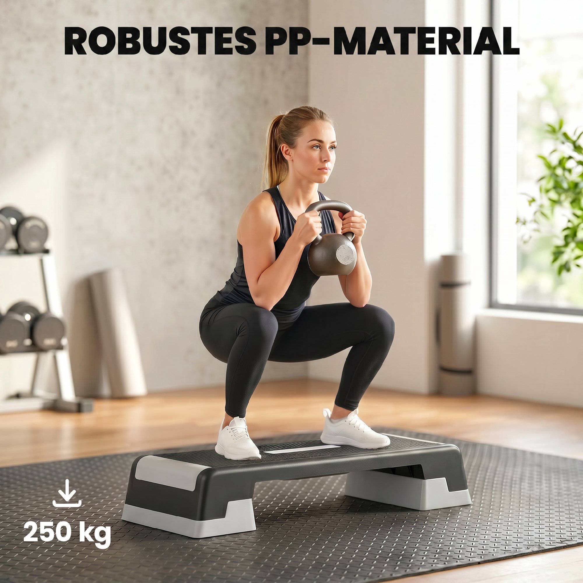 Justerbar aerobisk stegplattform, halkfri, 3 höjder 15-25 cm