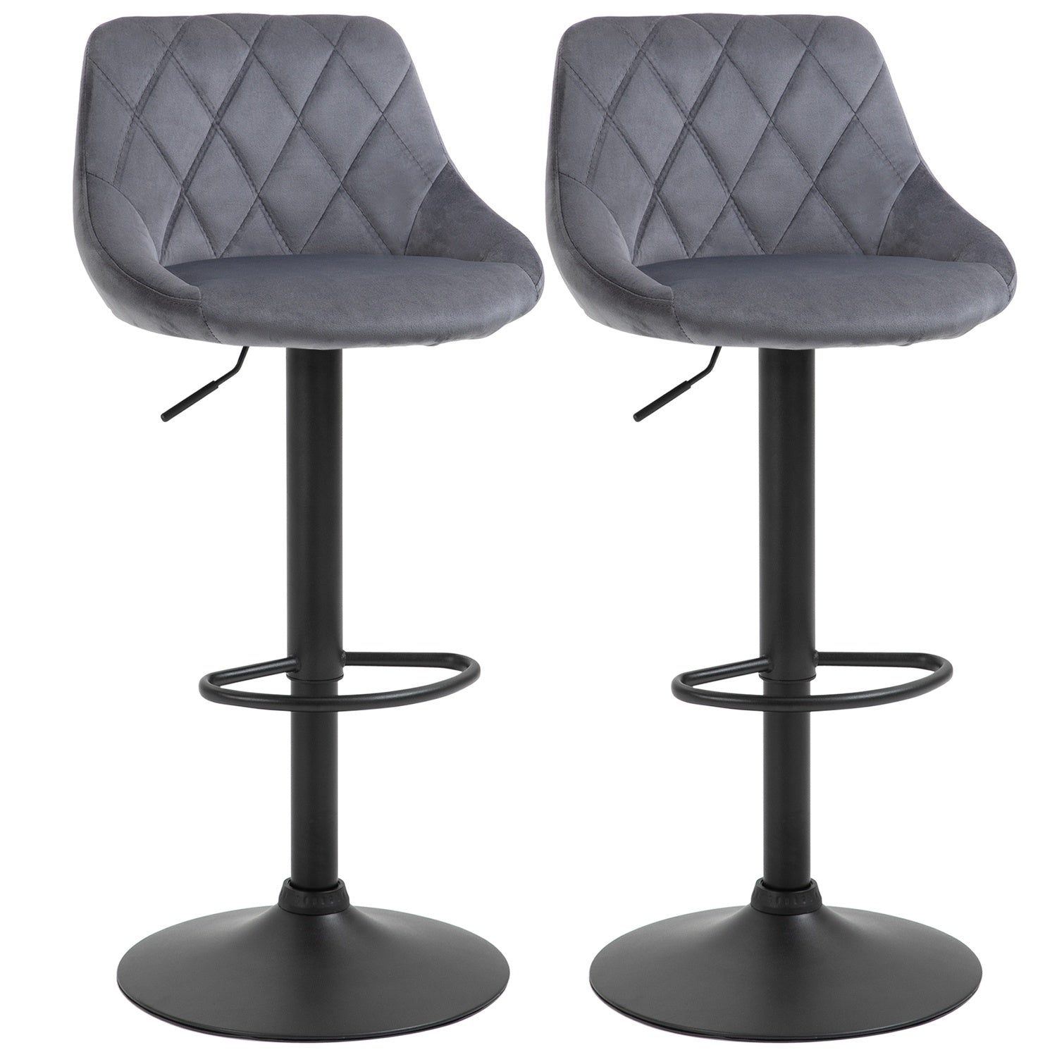 Justerbara sammetsbarstolar Set om 2 med fotstöd