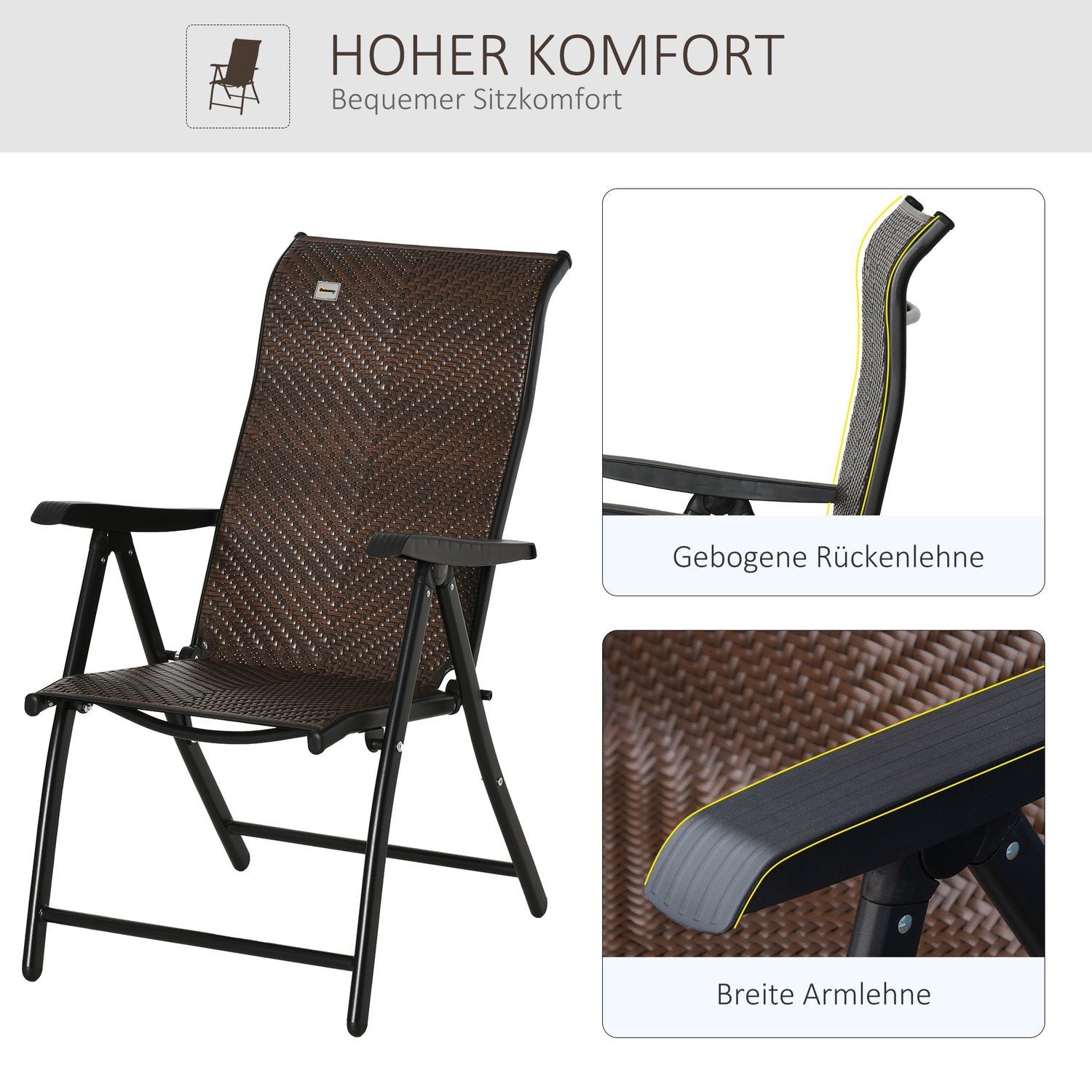 Justerbar fällstol av polyrotting, 7 ryggstödsnivåer