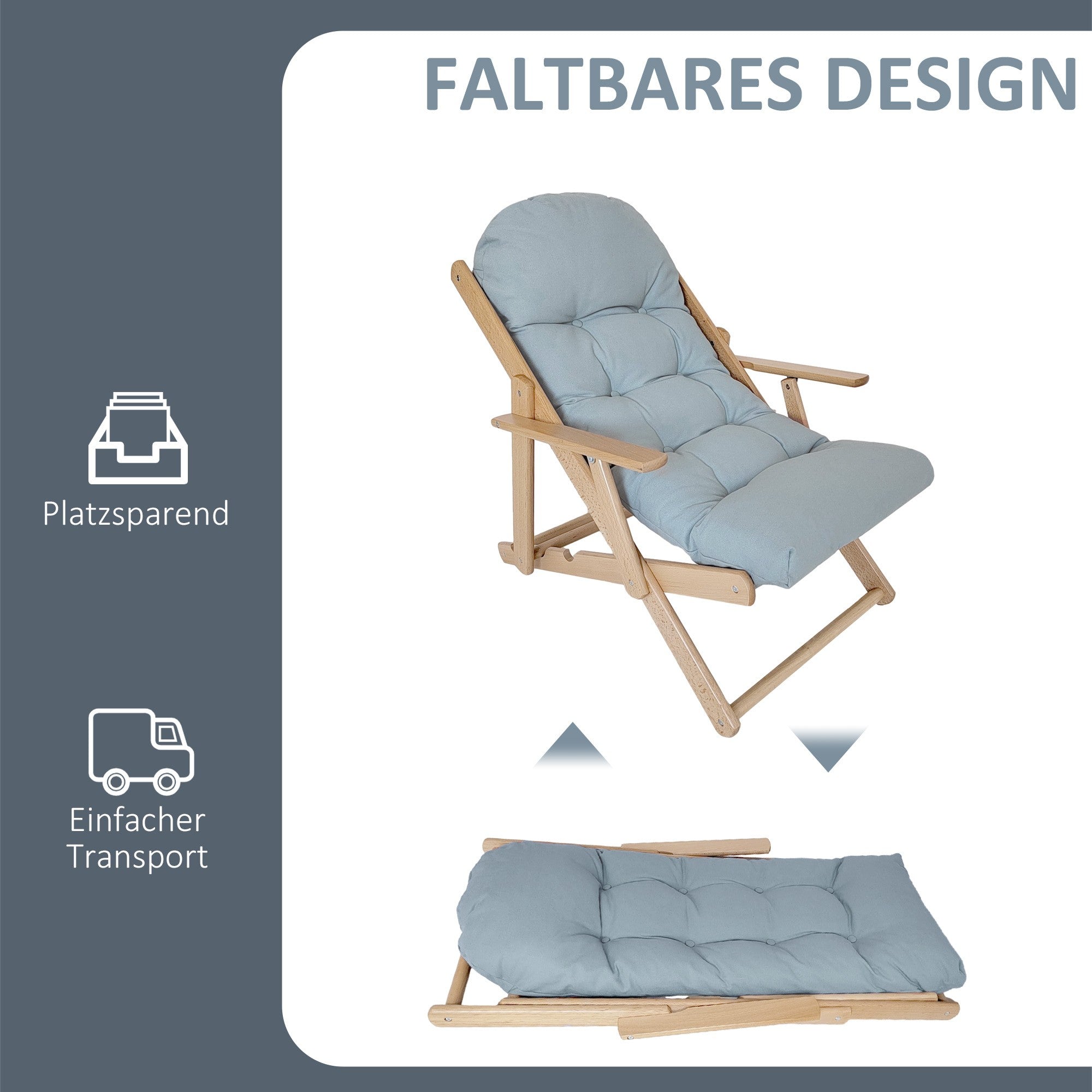 Justerbar fåtölj, bokträram, ljusgrå