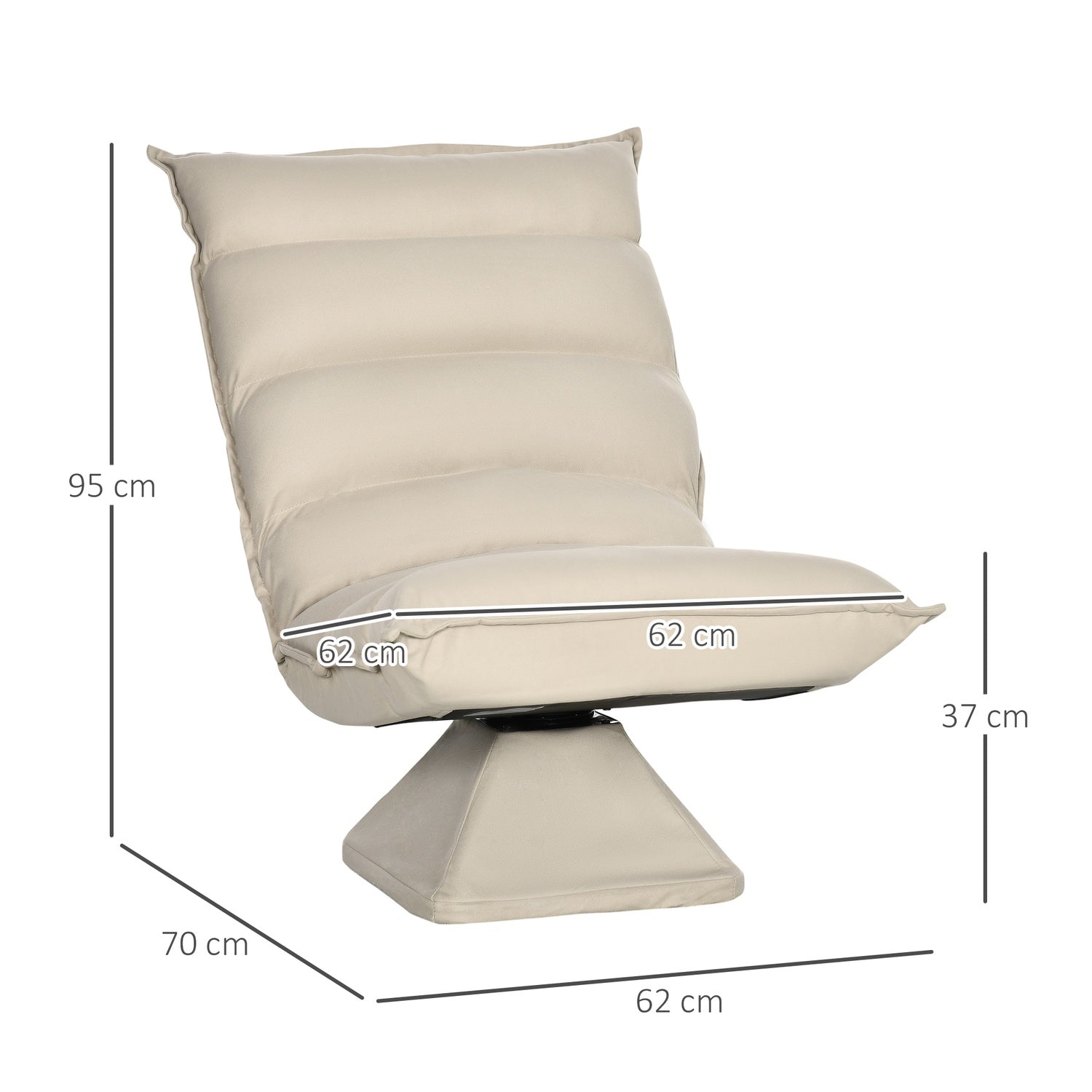 Justerbar golvstol, 360° vridbar, beige, 62x70x95 cm