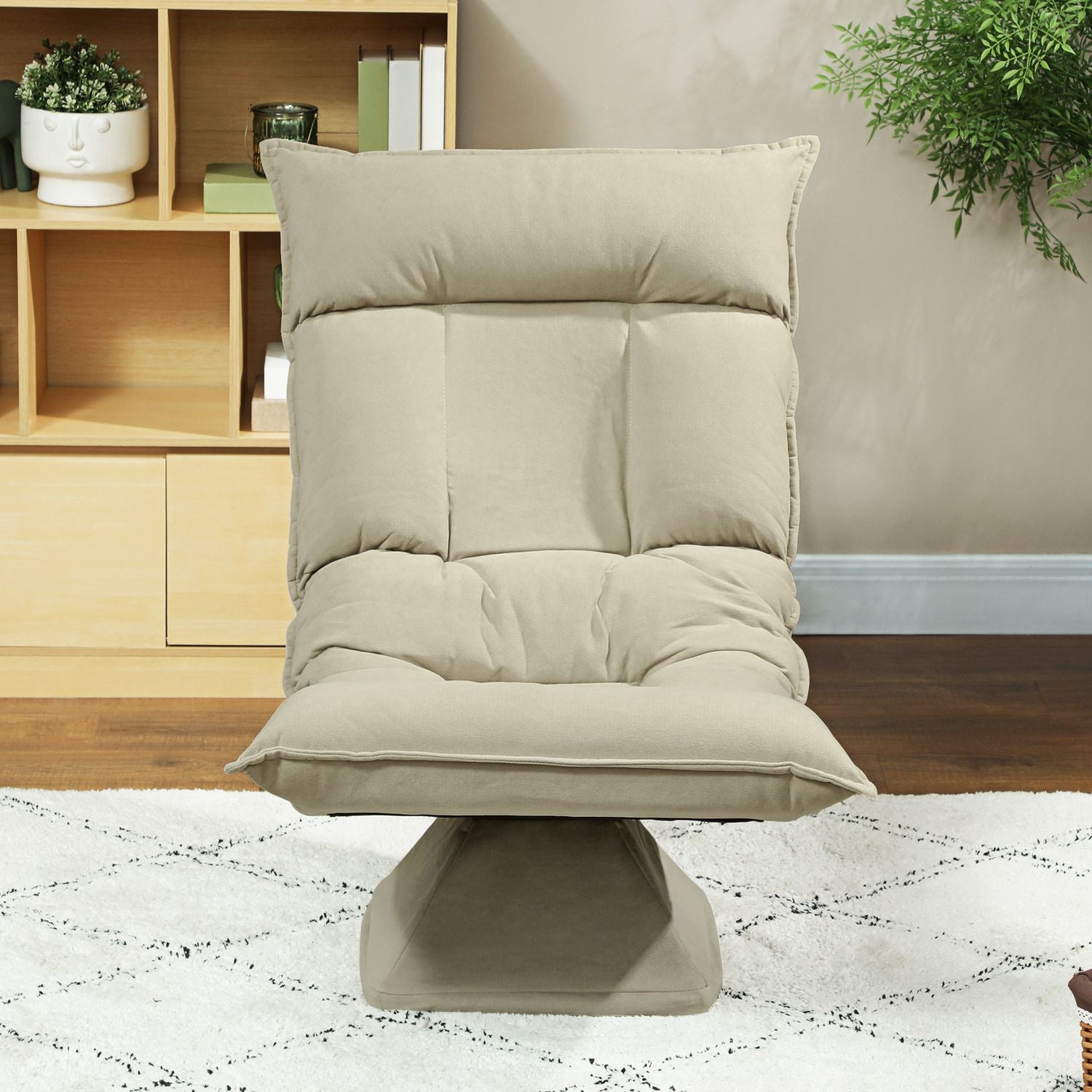 Justerbar golvstol, 360° vridbar, beige, stålram
