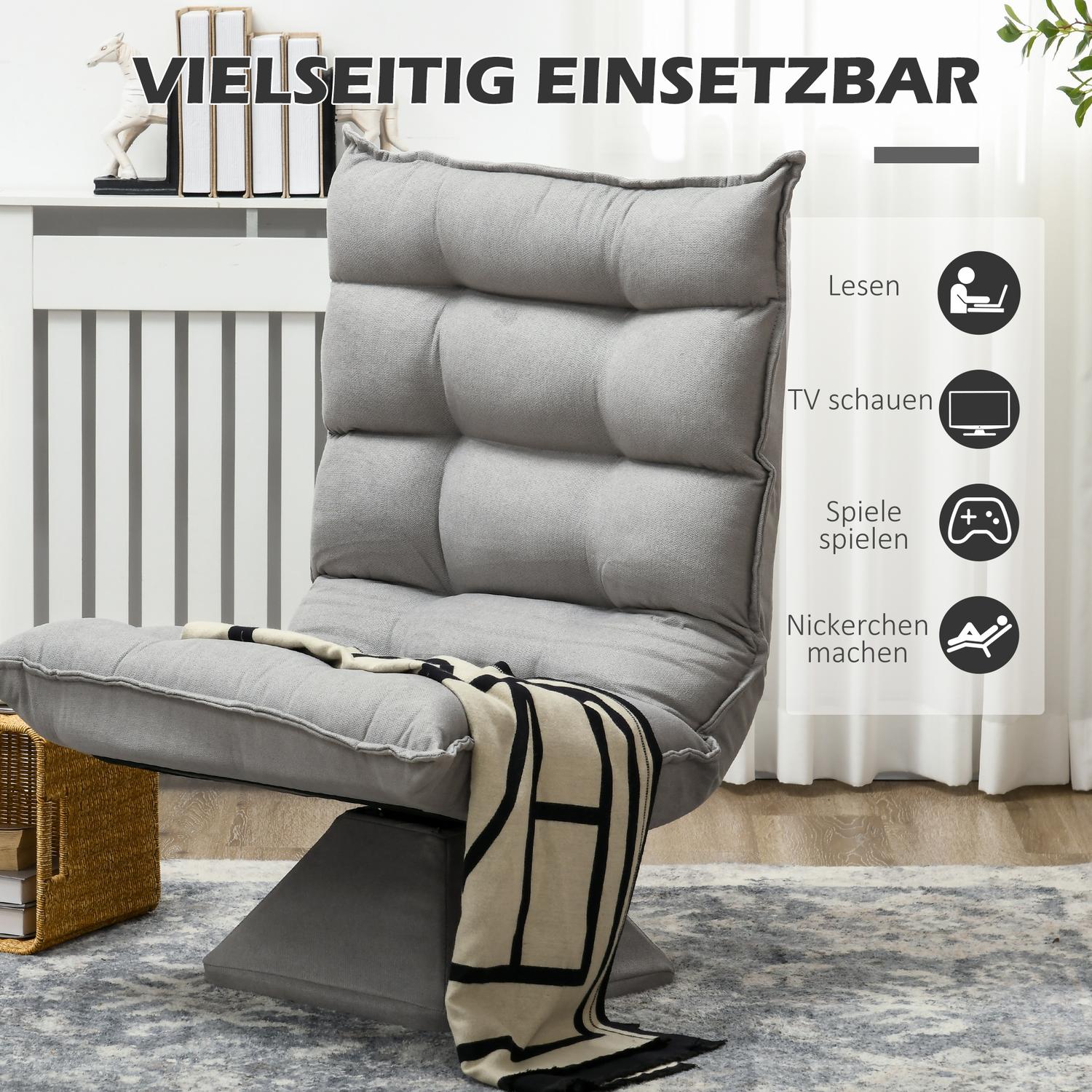 Justerbar golvstol, ljusgrå meditationssoffa