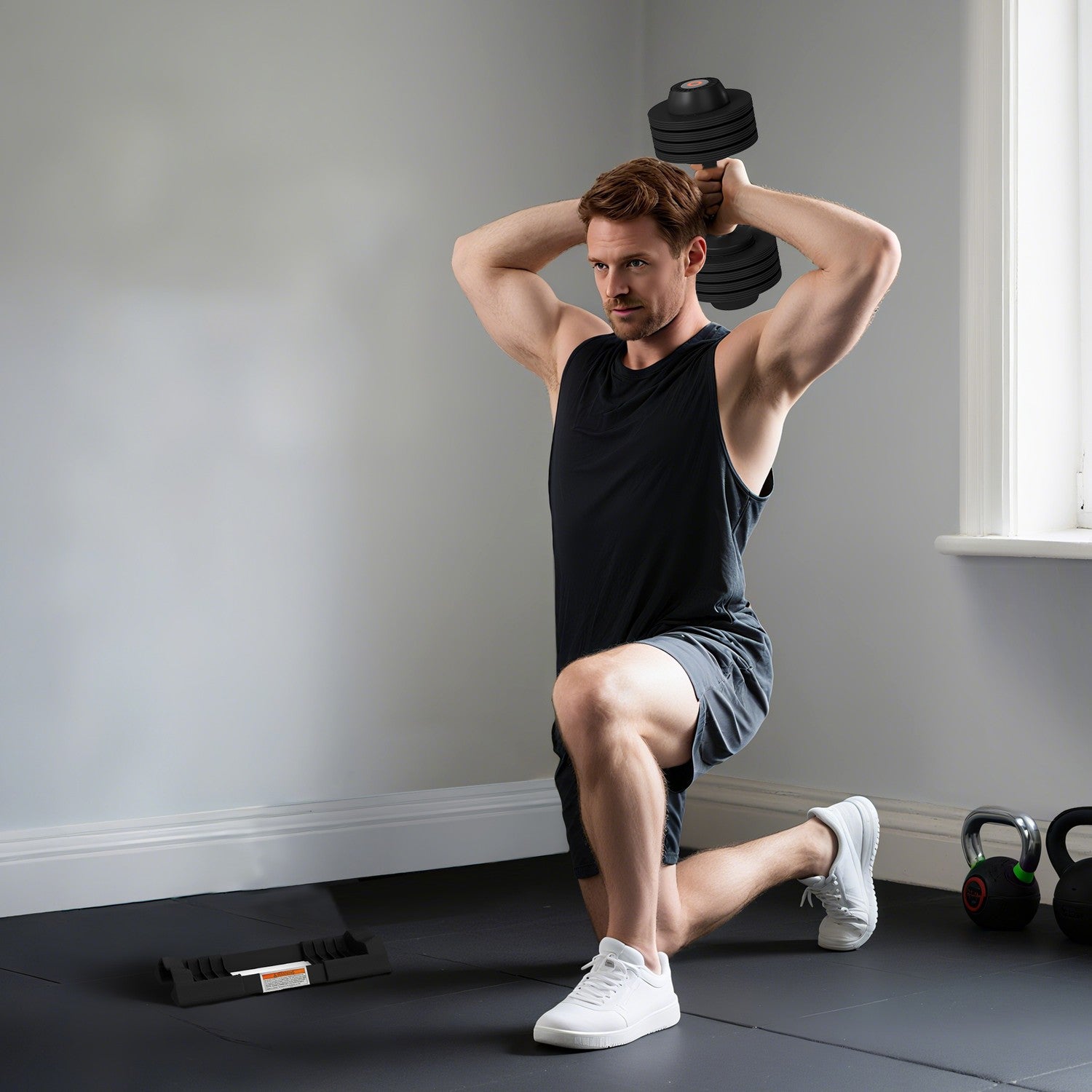 Justerbar hantelsats – 7 till 24 kg, halkfritt grepp