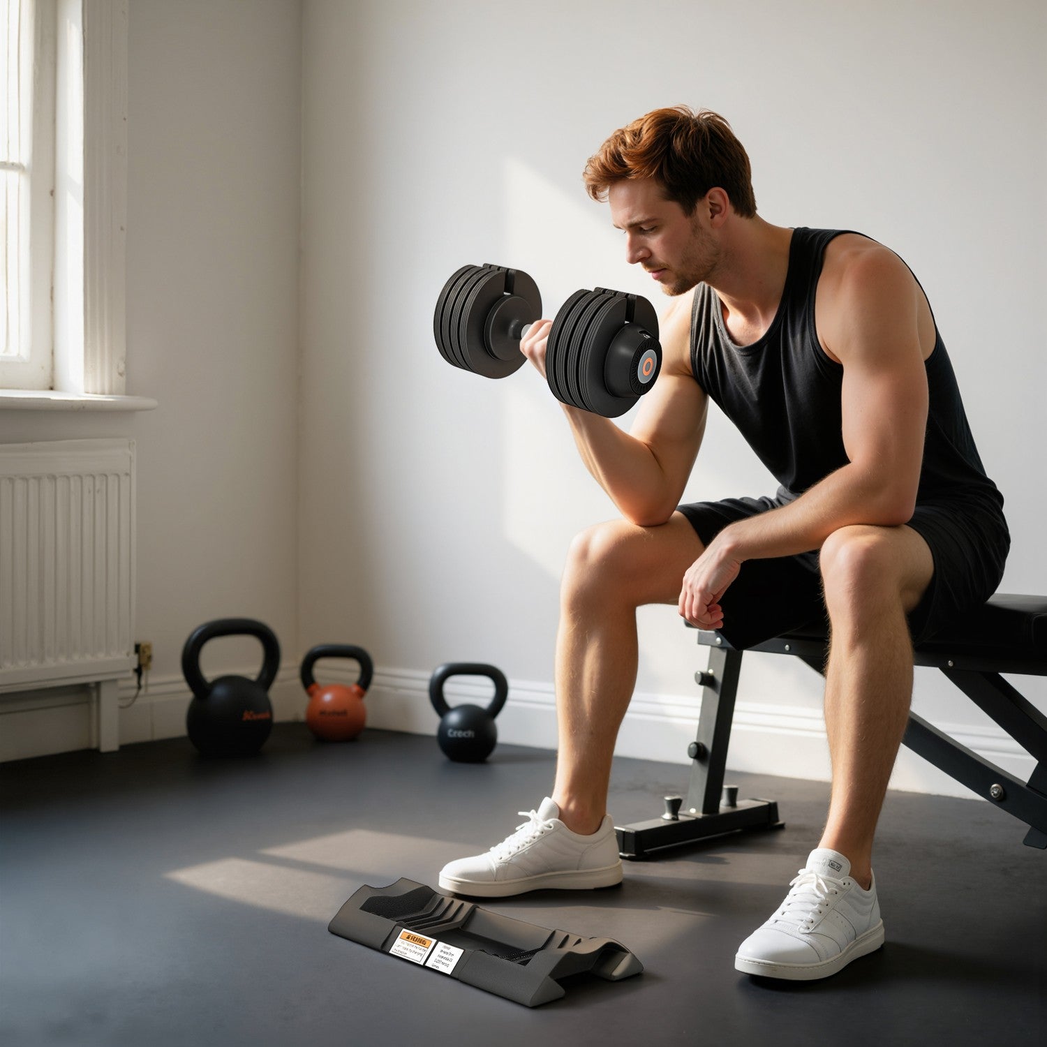 Justerbar hantelsats – 7 till 24 kg, halkfritt grepp