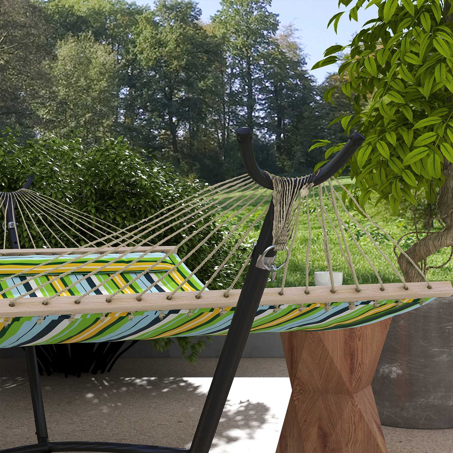 Justerbar hängmatta i stål med hjul, 220 kg belastning