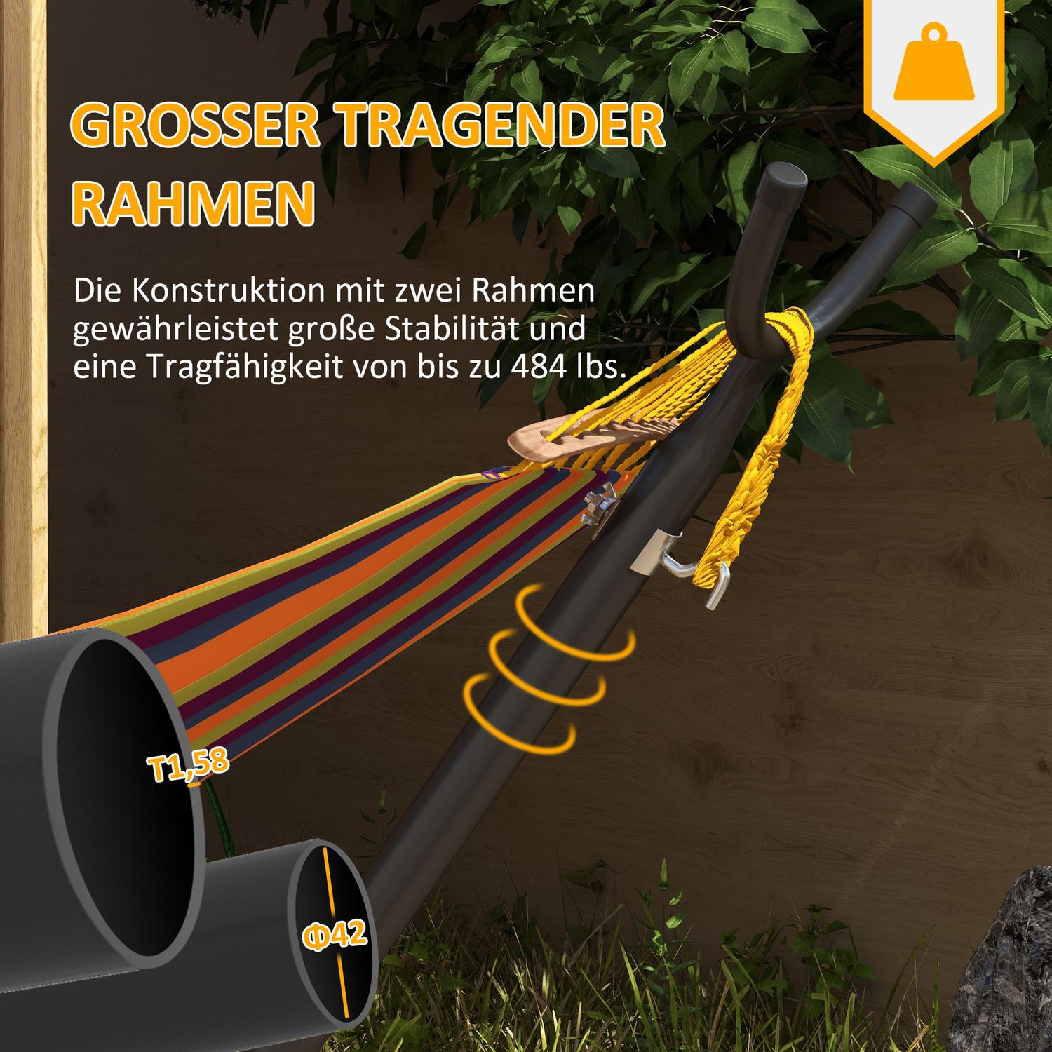 Justerbar hängmatta i stål med hjul, 220 kg belastning